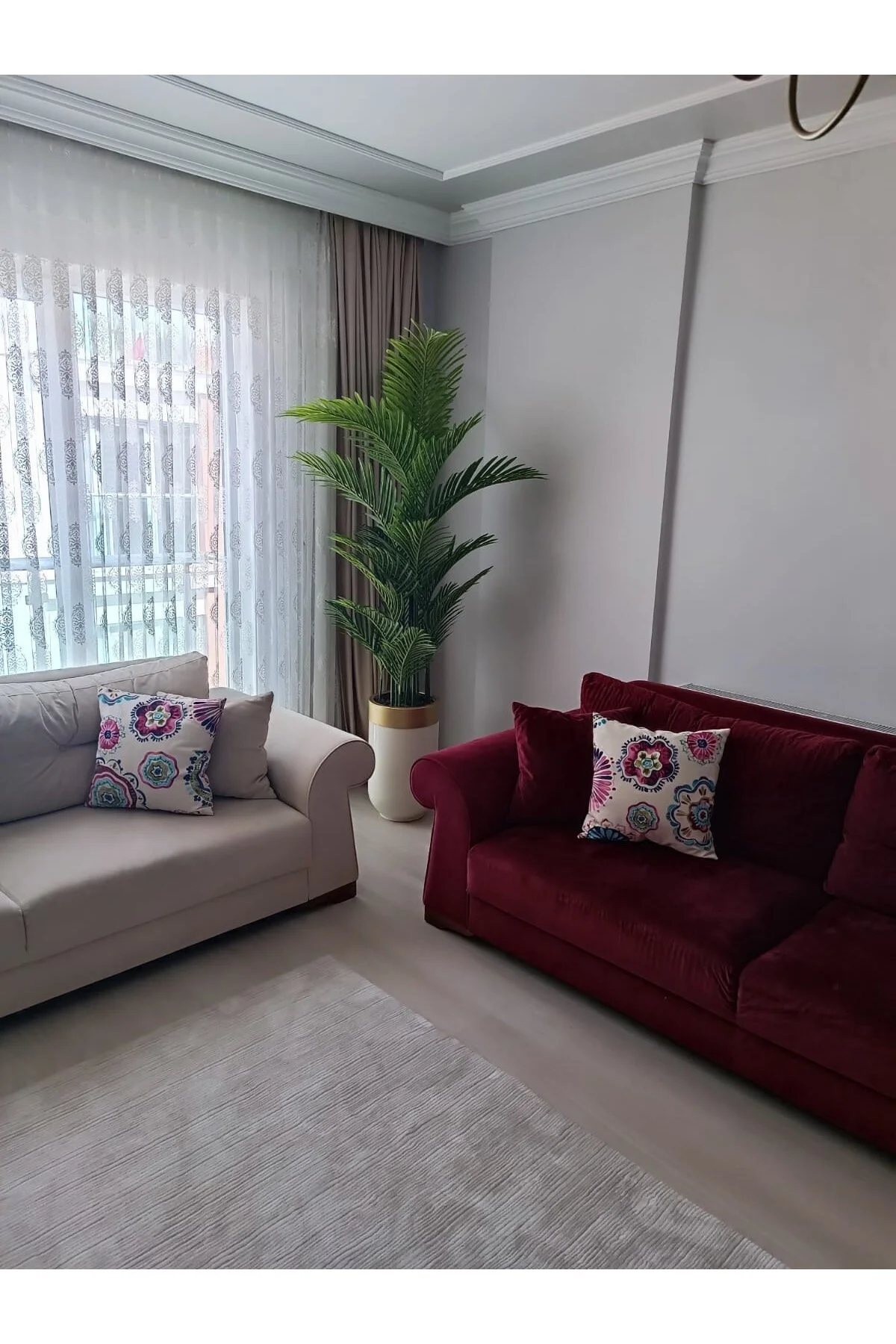 İremÇiçekçilik Yapay Çiçek Uygula 210 Cm 18 Yaprak Areka Yapay Ağaç Yapay Çiçek Uygula Salon Çiçeği Yapay Çiçek