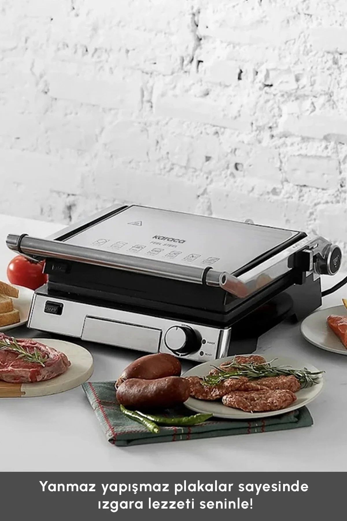Karaca Biogranit 6 Dilim Kapasiteli Paslanmaz Çelik Izgara ve Tost Makinesi Inox 2000W