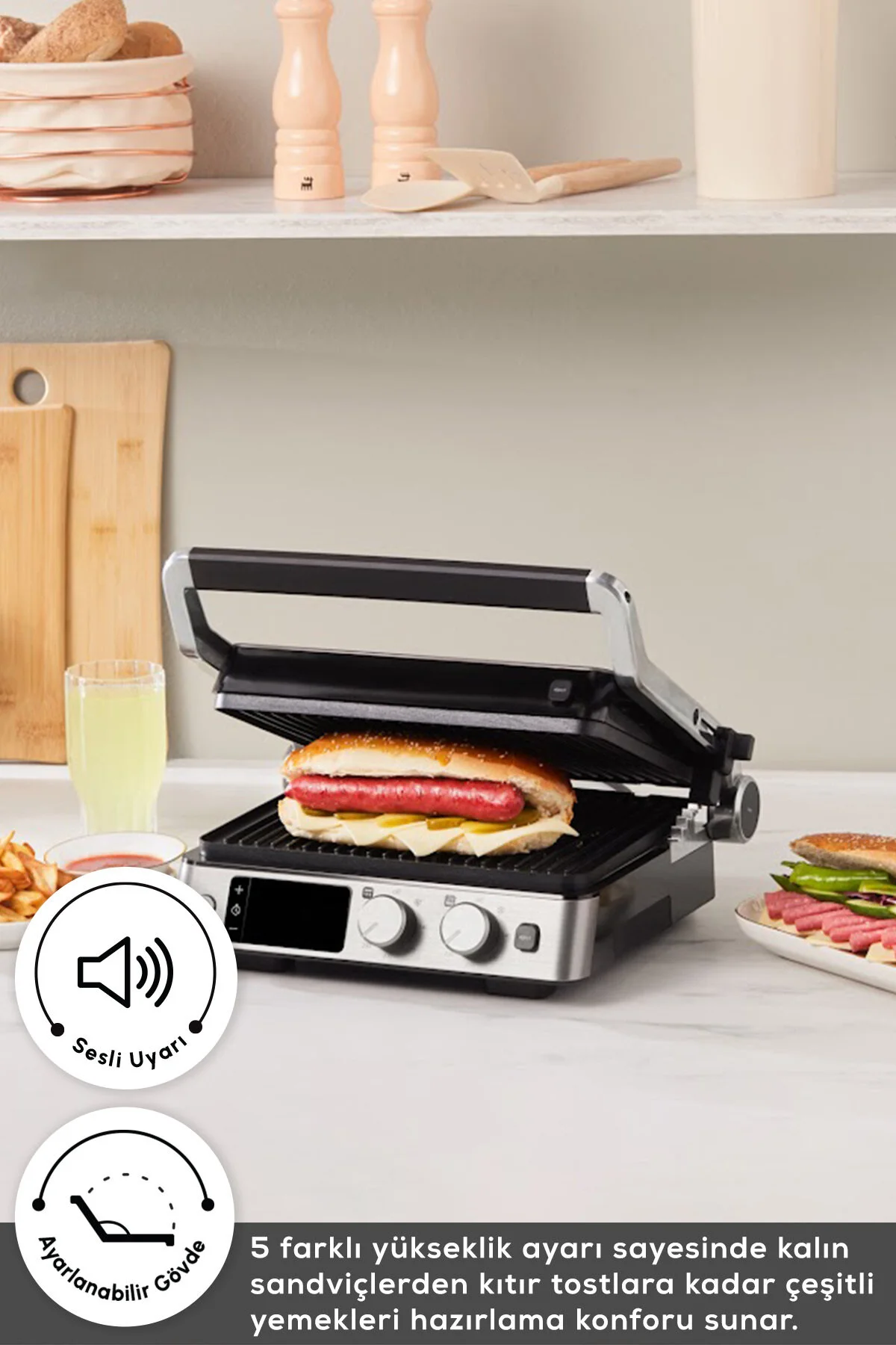 Karaca Compact Steel Sear and Grill Inox 2008 Izgara ve Tost Makinesi