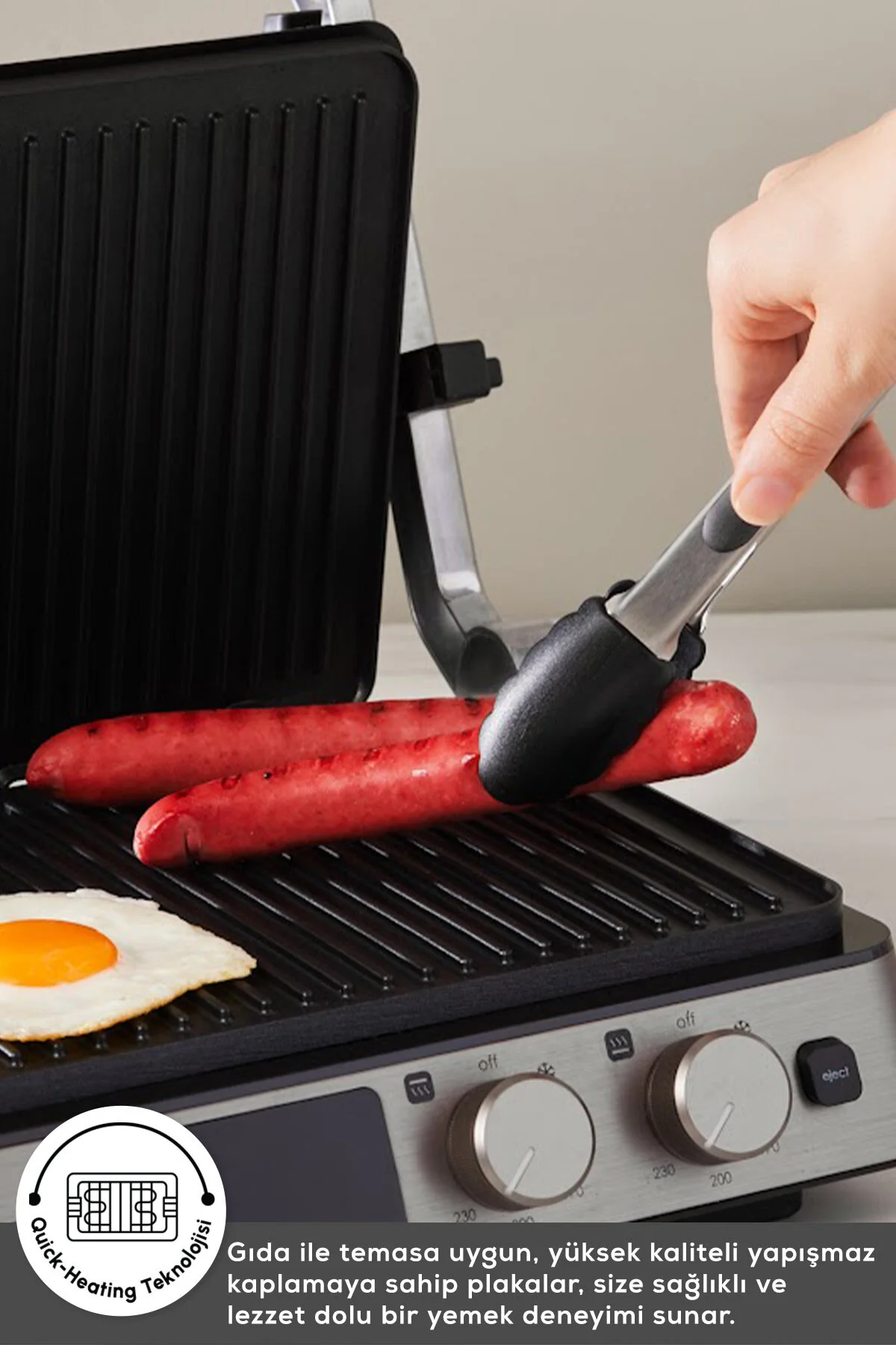 Karaca Compact Steel Sear and Grill Inox 2008 Izgara ve Tost Makinesi