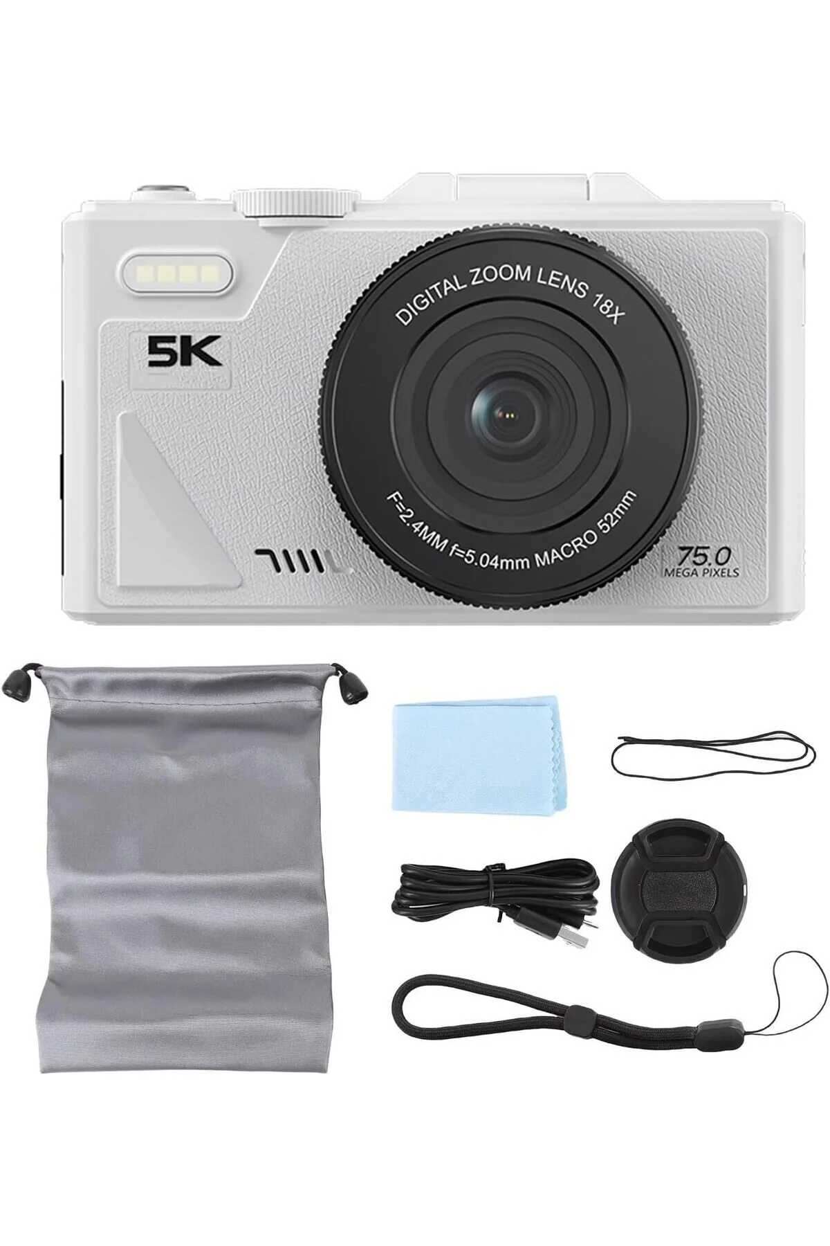 KAZEMTECH 5K Dijital Retro Video Kamera 75MP 18X Zoom Flaşlı (64GB) Kart Dijital Vlog Fotoğraf Makinesi TÜRKÇE