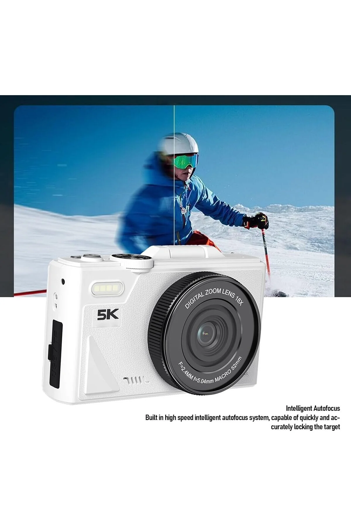 KAZEMTECH 5K Dijital Retro Video Kamera 75MP 18X Zoom Flaşlı (64GB) Kart Dijital Vlog Fotoğraf Makinesi TÜRKÇE