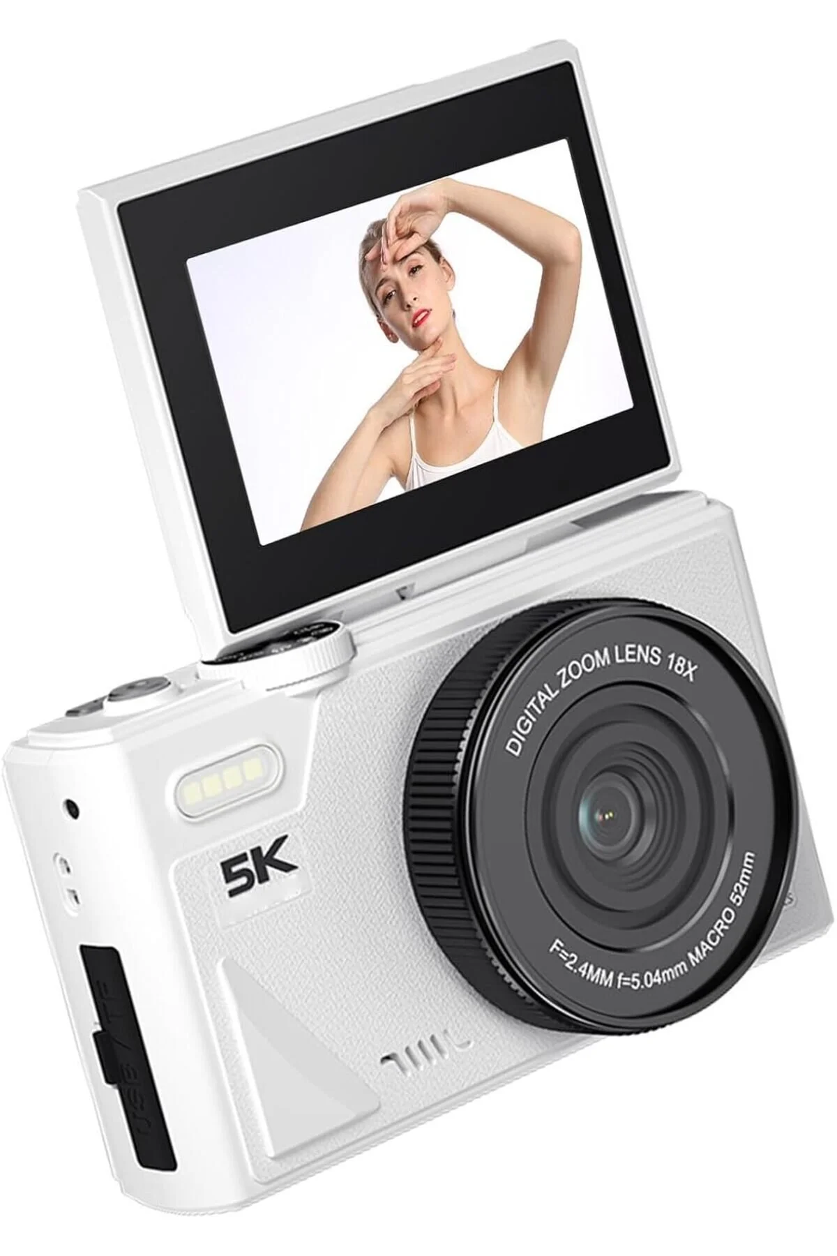 KAZEMTECH 5K Dijital Retro Video Kamera 75MP 18X Zoom Flaşlı (64GB) Kart Dijital Vlog Fotoğraf Makinesi TÜRKÇE