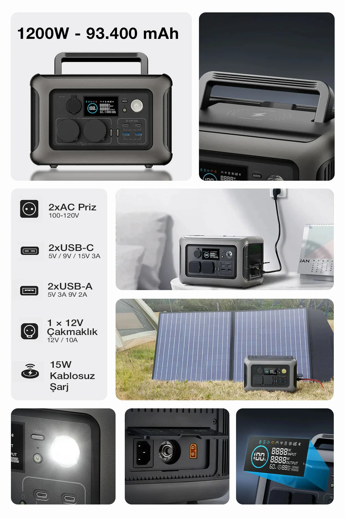 Kensa 1200W Taşınabilir Güç Istasyonu Ve Güç Kaynağı