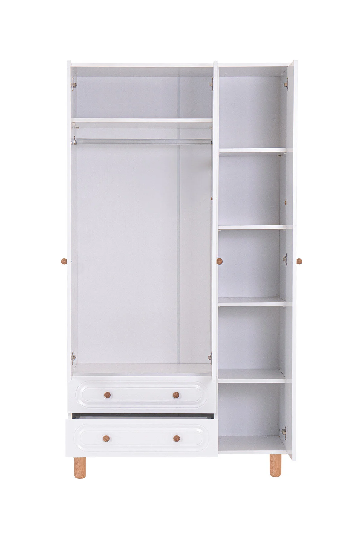 Kilim Mobilya Bohera Bohem Üç Kapaklı Dolap (MDF kapaklı, yüksek ayaklı, iki çekmeceli , 200cm yükseklikte)