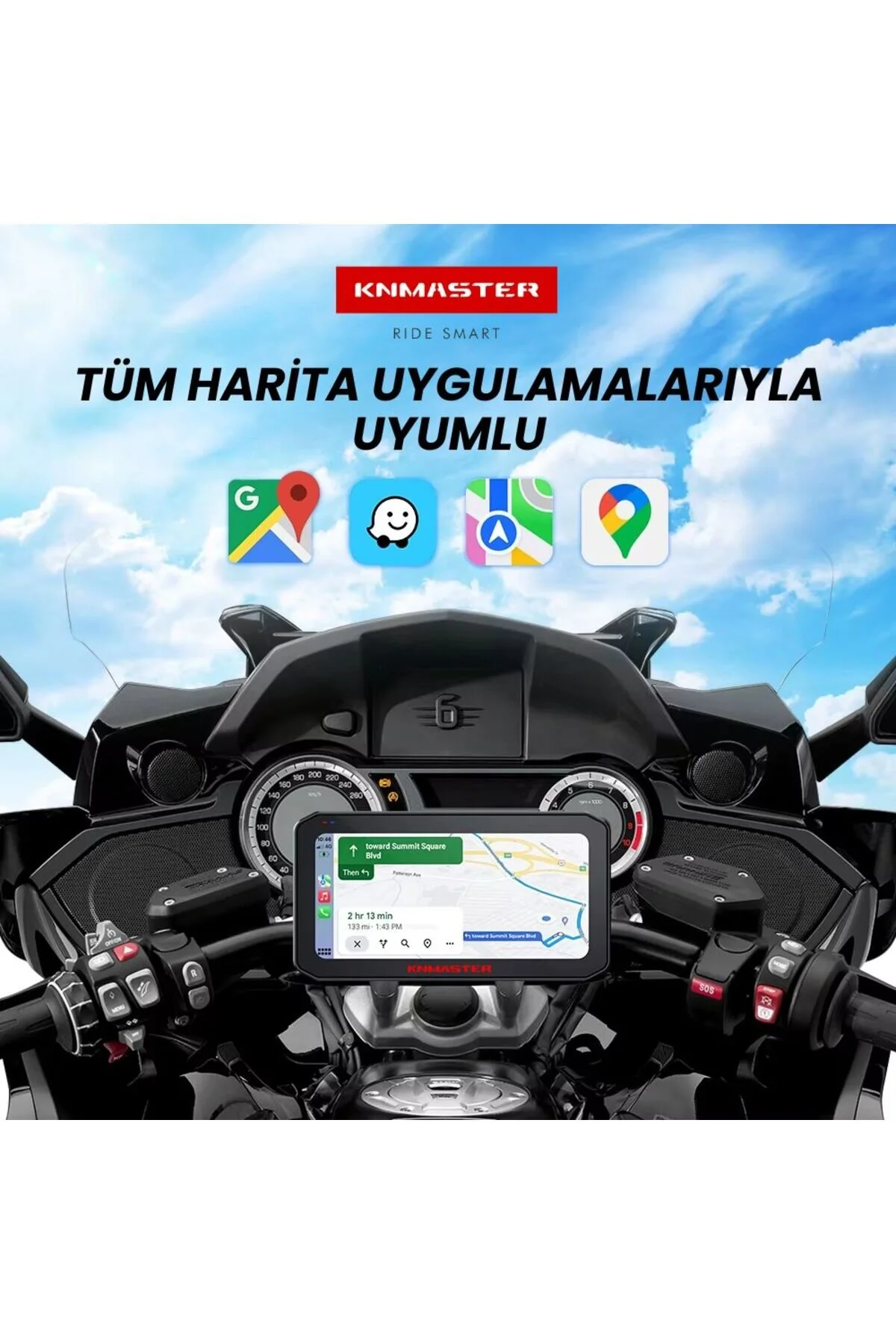 Knmaster MOTOPLAY 1000 – 6.25” Kablosuz CarPlay & Android Auto Destekli Motosiklet Multimedya Ekranı