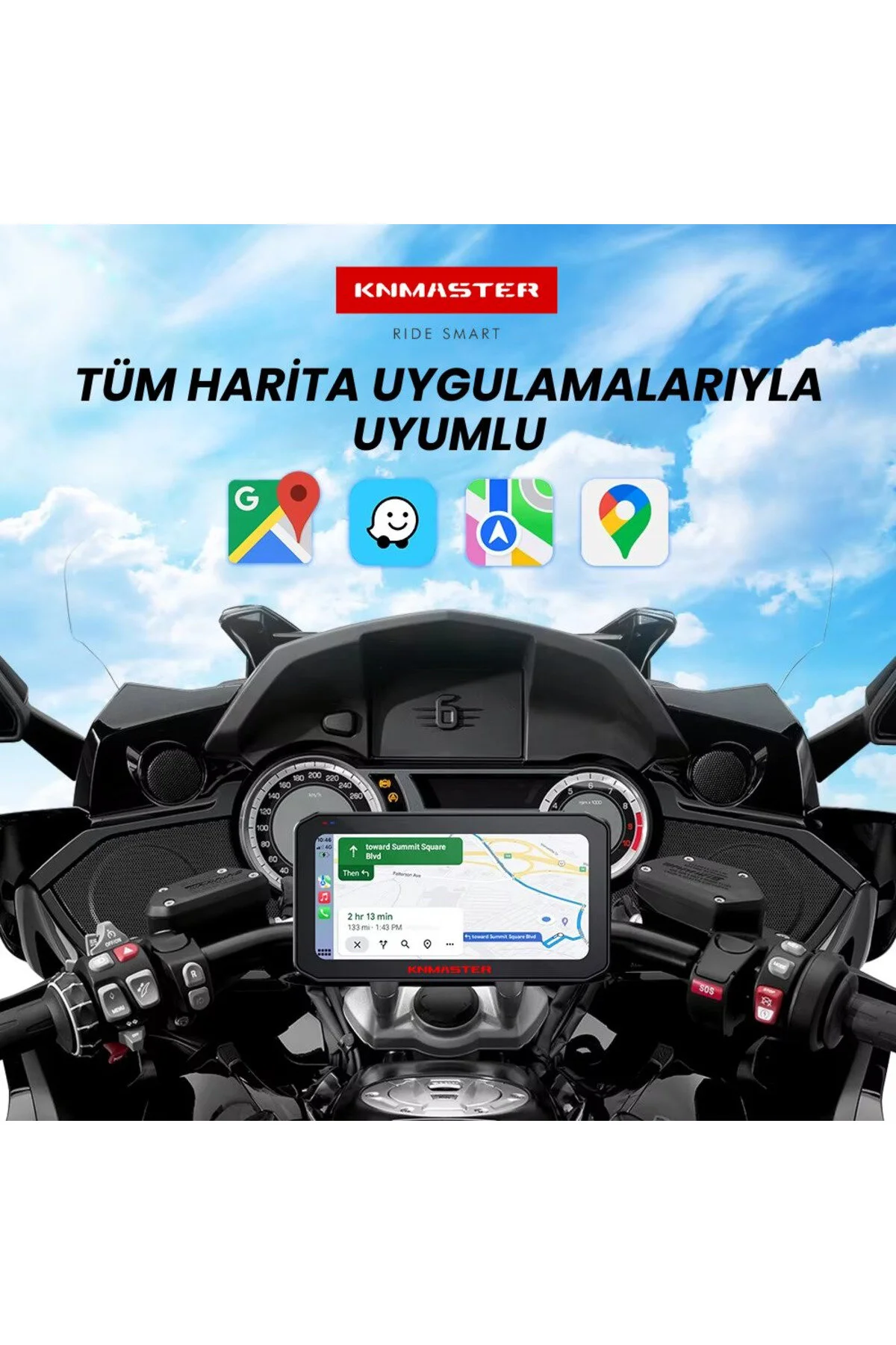 Knmaster MOTOPLAY 1500 – CarPlay & Android Auto Destekli Motosiklet Multimedya Ekranı