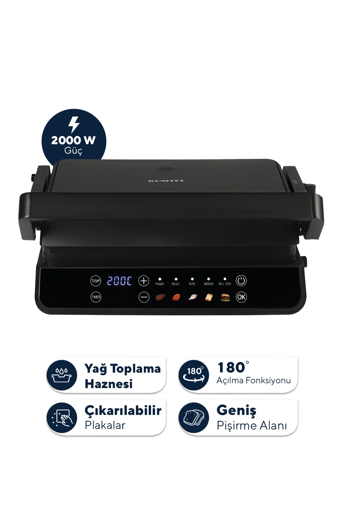KUMTEL Dijital Tost ve Izgara Makinesi 2000 W TTM-10
