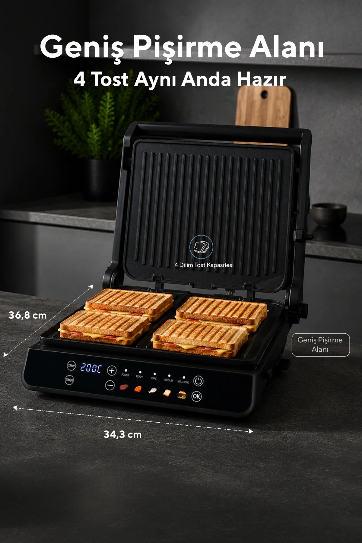 KUMTEL Dijital Tost ve Izgara Makinesi 2000 W TTM-10