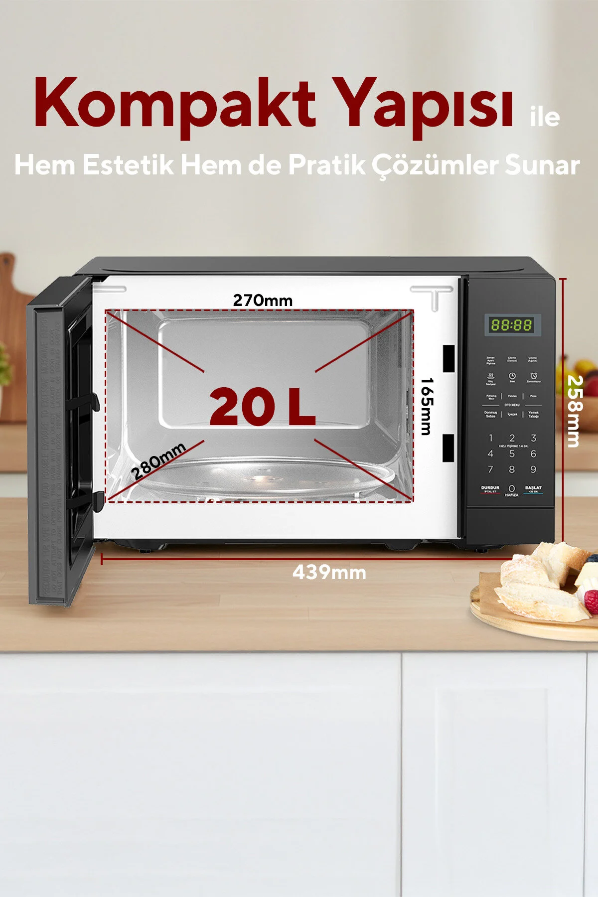 KUMTEL HM-12 Dijital Mikrodalga Fırın - Siyah