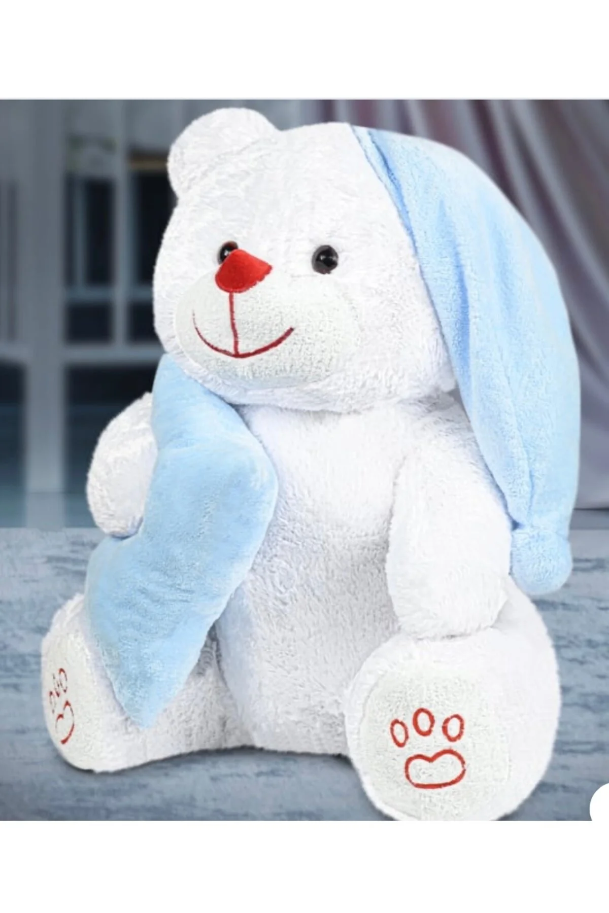 Lumiera 80 cm Mavi Yastıklı Uyku Arkadaşı Peluş Ayıcık