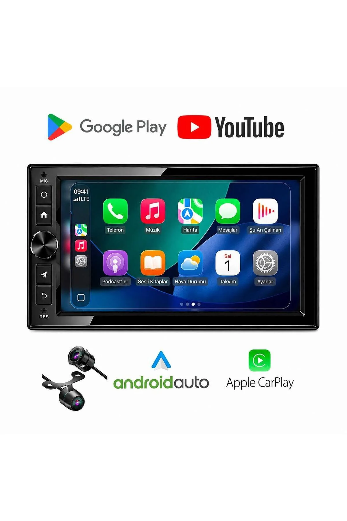 Mehter Aks-880 3gb Ram 32Gb Hafıza Android Multimedya Car Playli Double Teyp Tuşlu Model 7inç Youtube Kamera