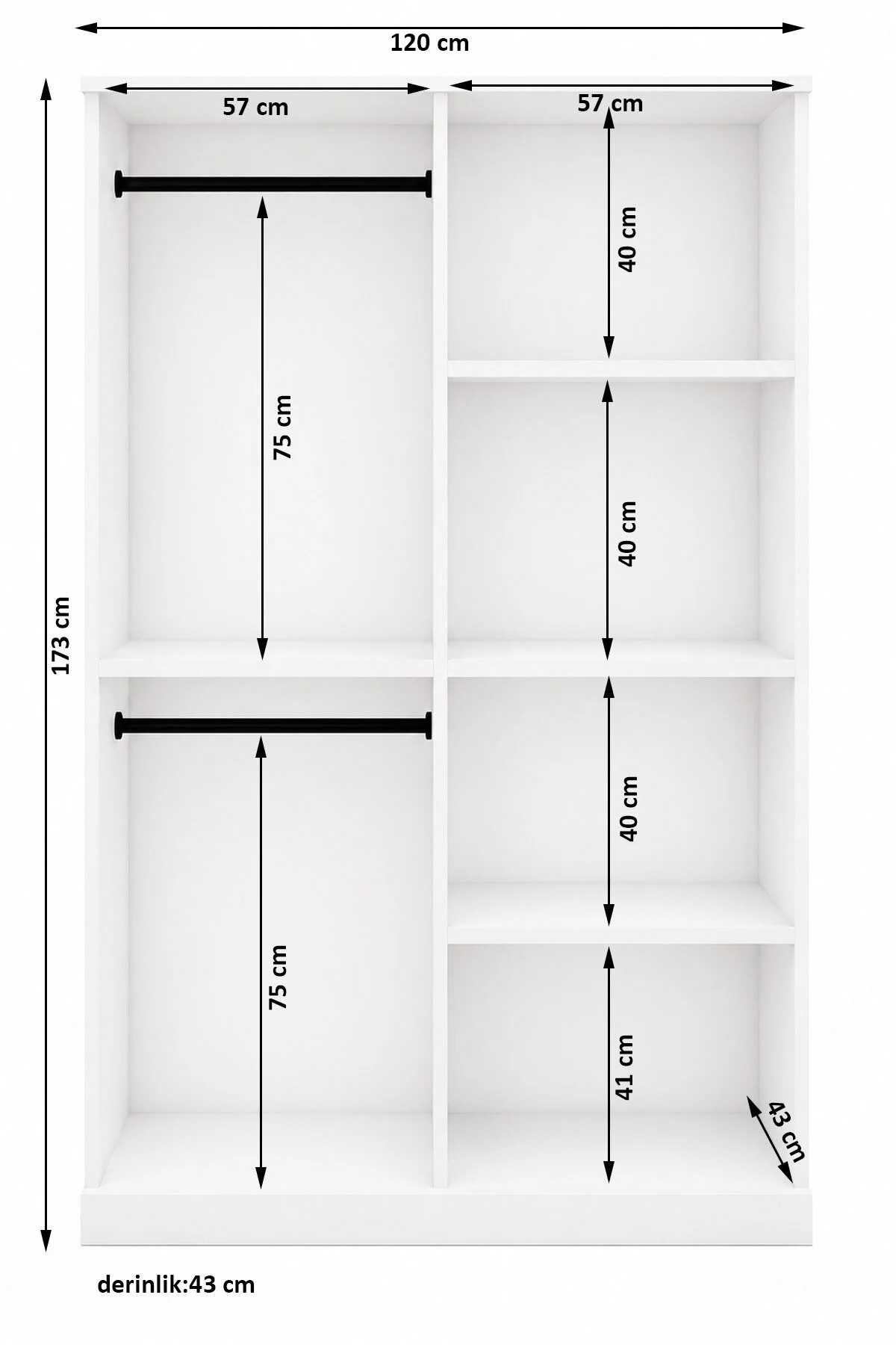 Metalia Gm 051 4 Kapılı Aynalı Gardrop Dolap