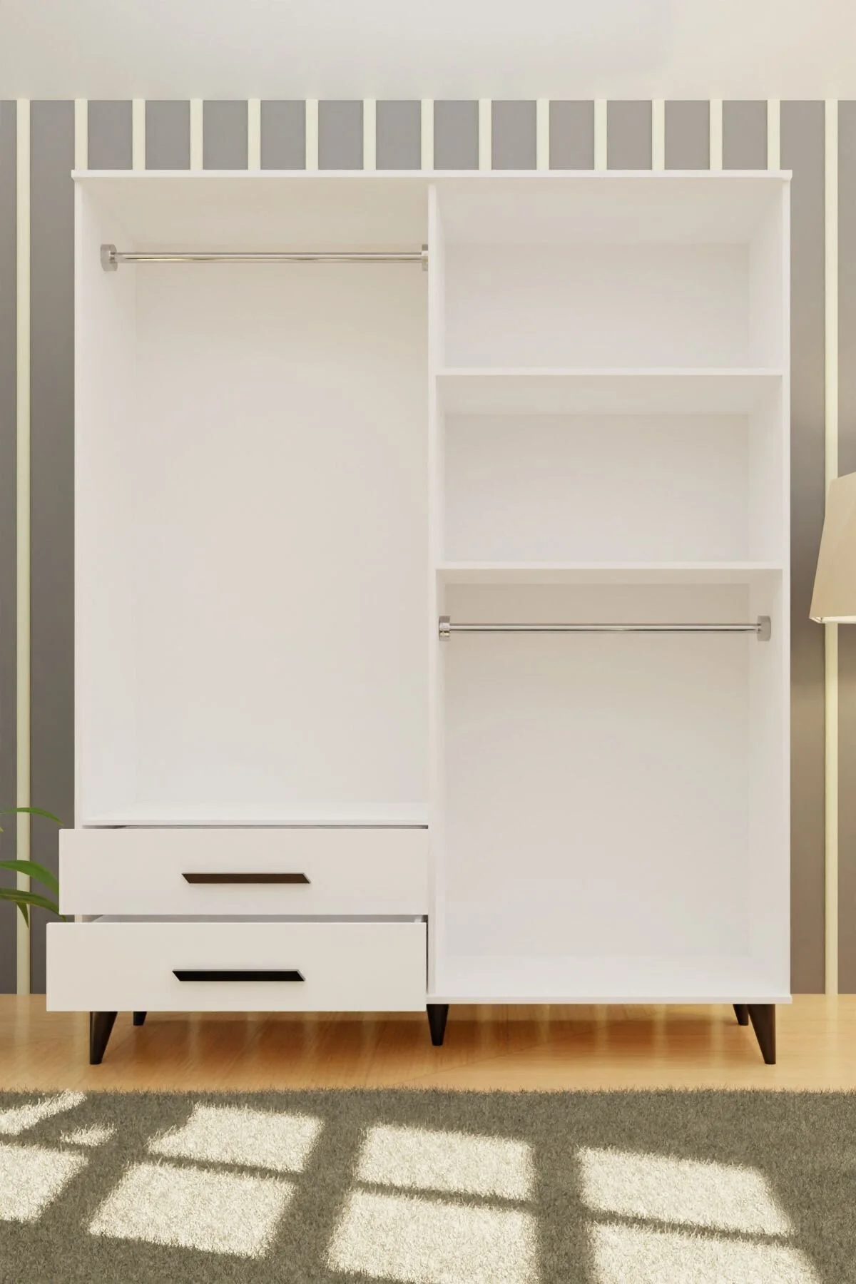 Metalia Gm 070-a Novado Siyah Kulplu Ayaklı Gardırop