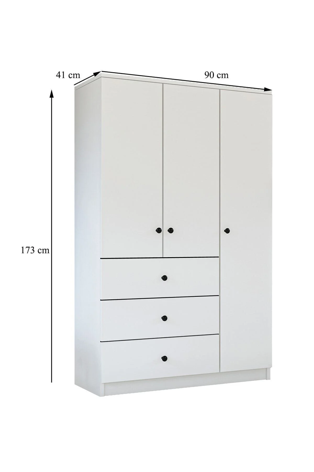 Metalia Gm 308 Ece Lüx 3 Kapı 3 Çekmeceli Düğme Kulplu Gardırop