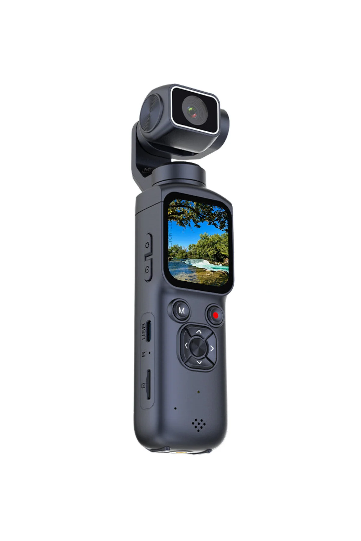 METONTECH 4K Ultra HD Profesyonel Aksiyon Kamerası | Vlog Kamera, Gimbal, 330° Dönebilir, Yüksek Stabilizasyon, Yüz Takibi, Dokunmatik Ekran, Siyah