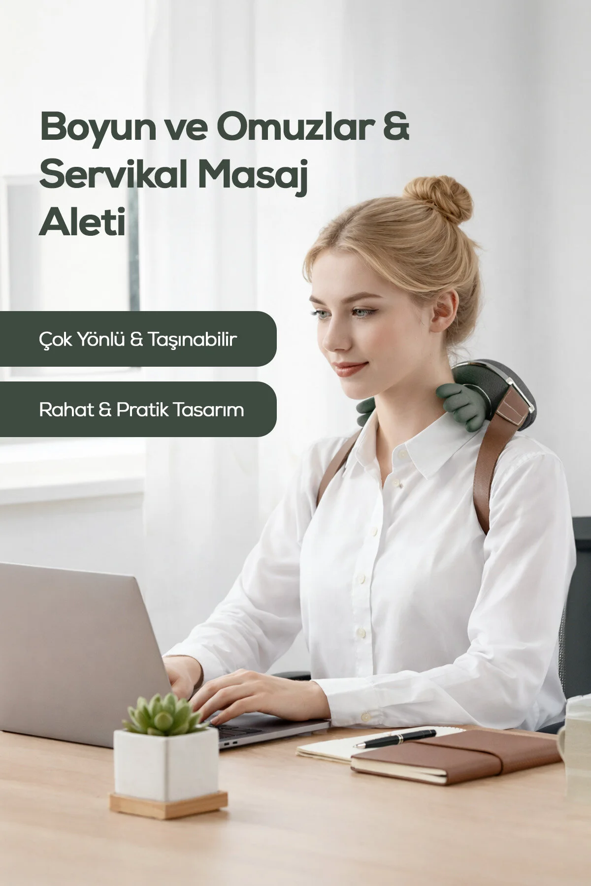 MOEN Parmakla Yoğuran El Hissi Sunan Isıtmalı Masaj Aleti (Taşınabilir,Şarjlı) | Boyun,Sırt,Omuz,Bacak