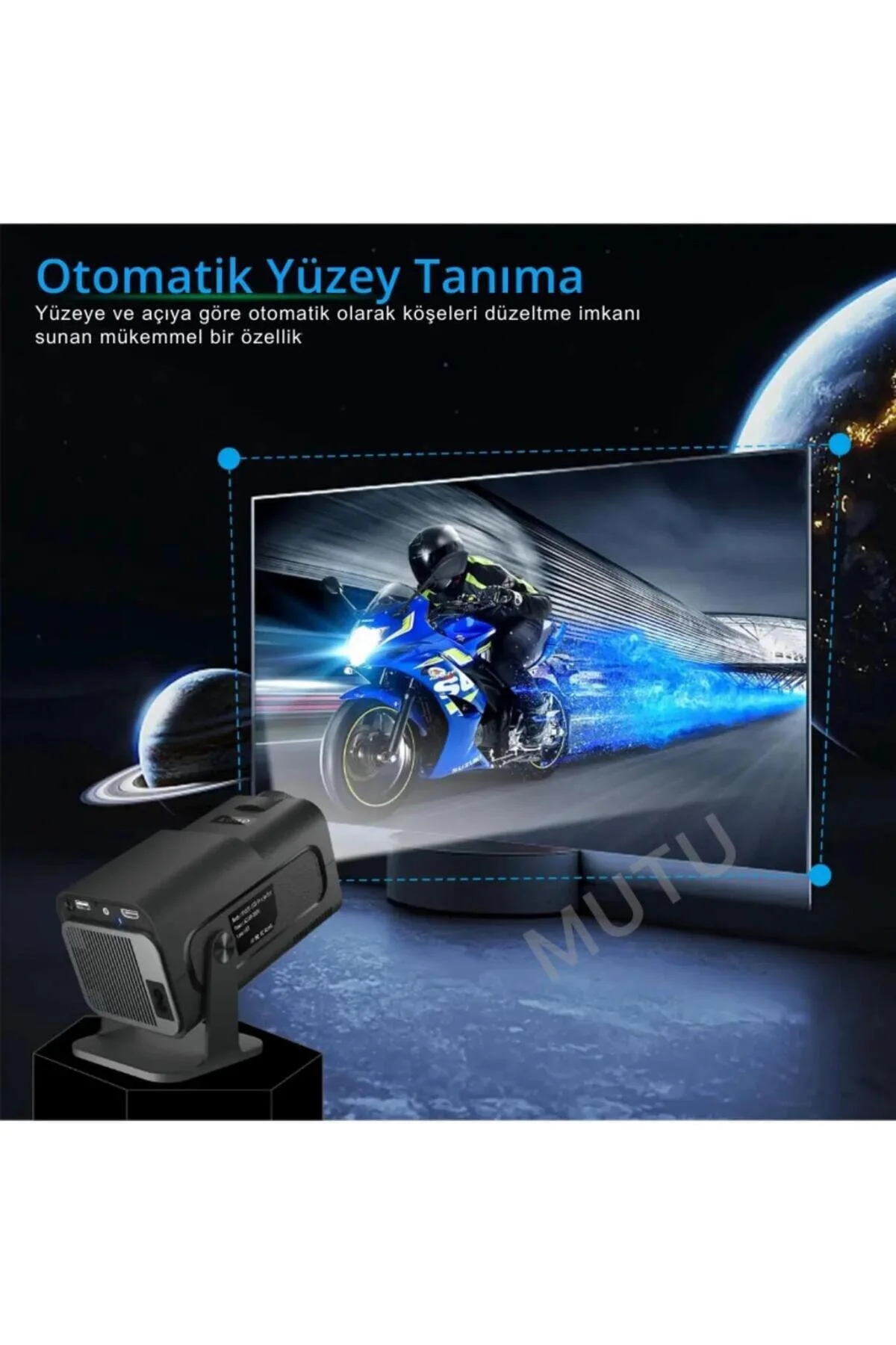 MUTU HY320 MİNİ ORİJİNAL HD Taşınabilir Projeksiyon Son Versiyon Android Wifi BT Akıllı Sinema Projektör