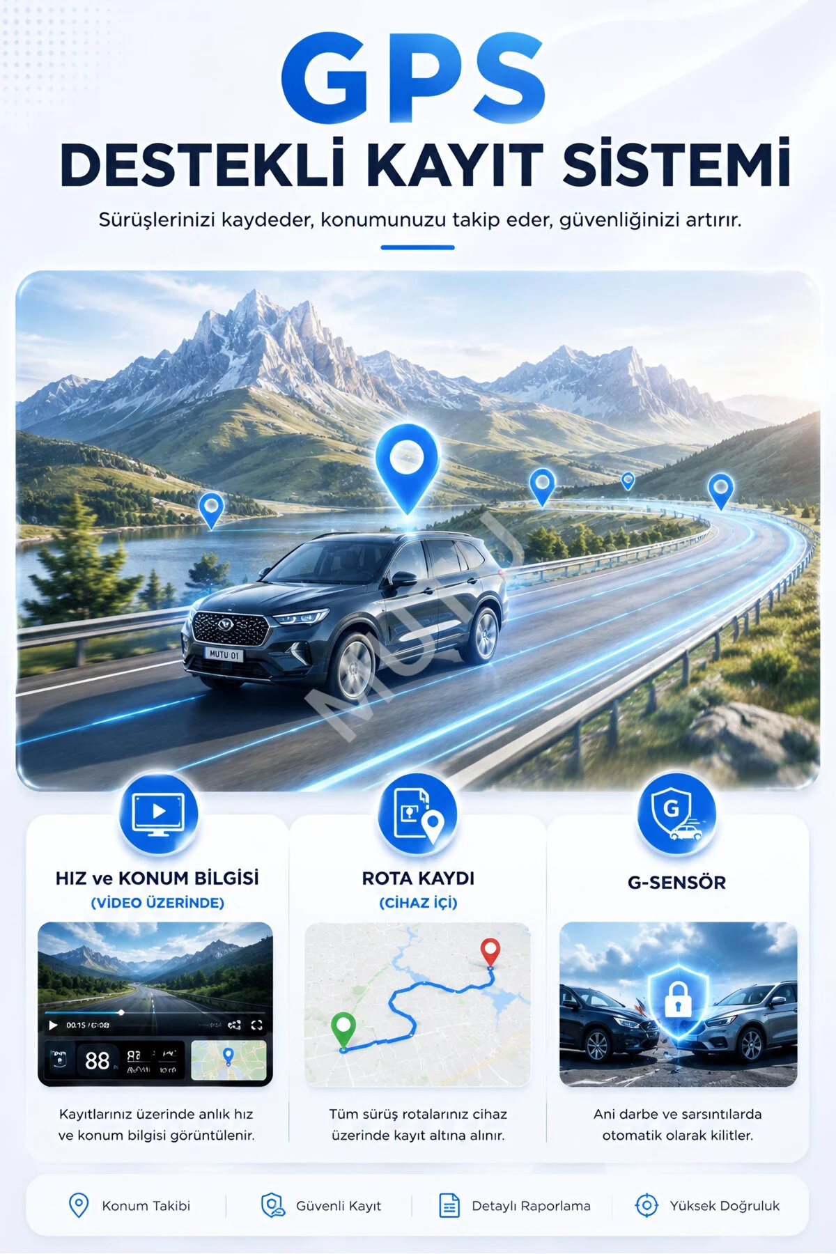 MUTU K02 PROMAX 4K 1080P Full HD 3 Kameralı GPS G Sensör Wifi Gece Görüş Ön Arka İç Araç İçi Dışı Kamera