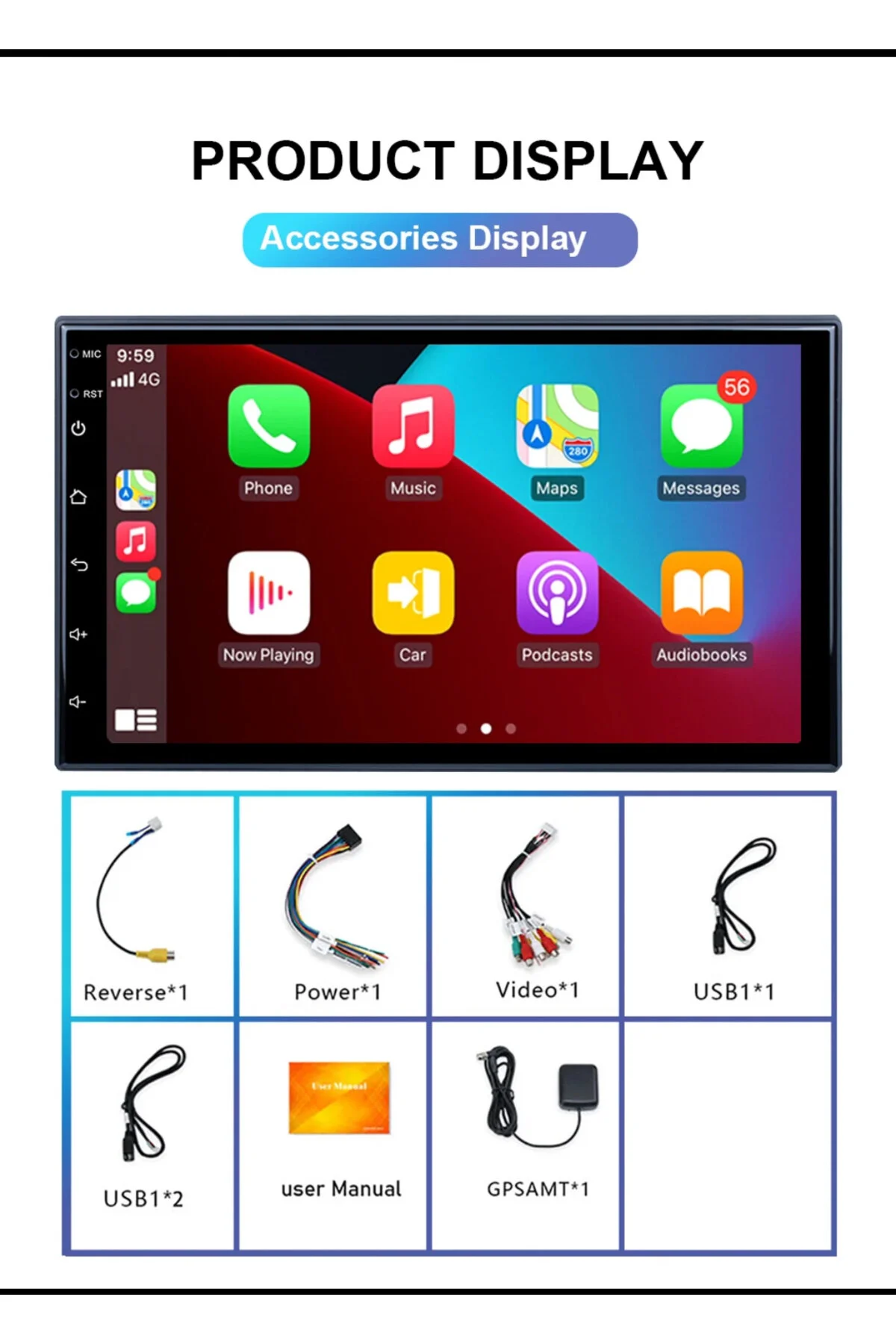 Navigold Kl-938 4gb Ram 64Gb Hafıza ince kasa Android Multimedya Car Playli Double Teyp 7inç Youtube