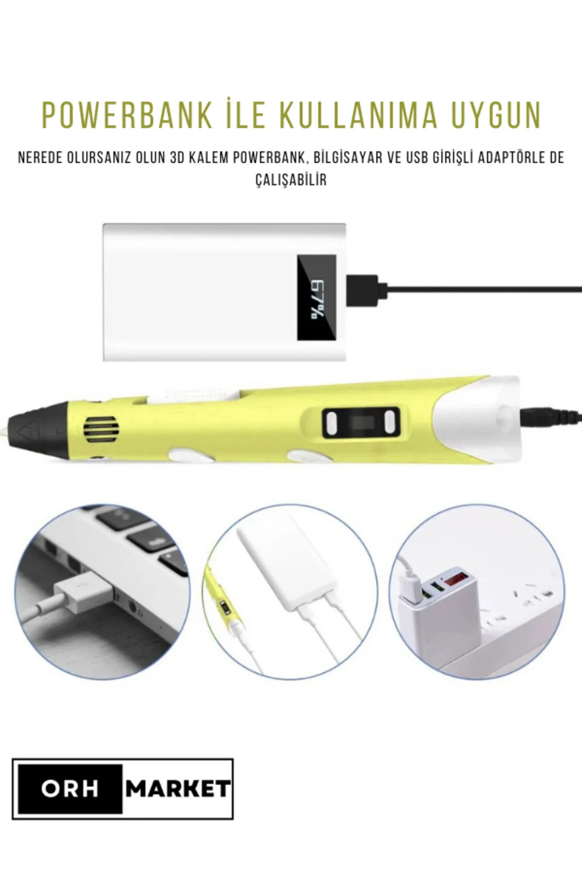 ORH Pembe Geyik Grafik Tablet ve 3D Kalem 3D Pen USB Kablolu Üç Boyutlu Yazıcı Kalem Printer Set - Pembe