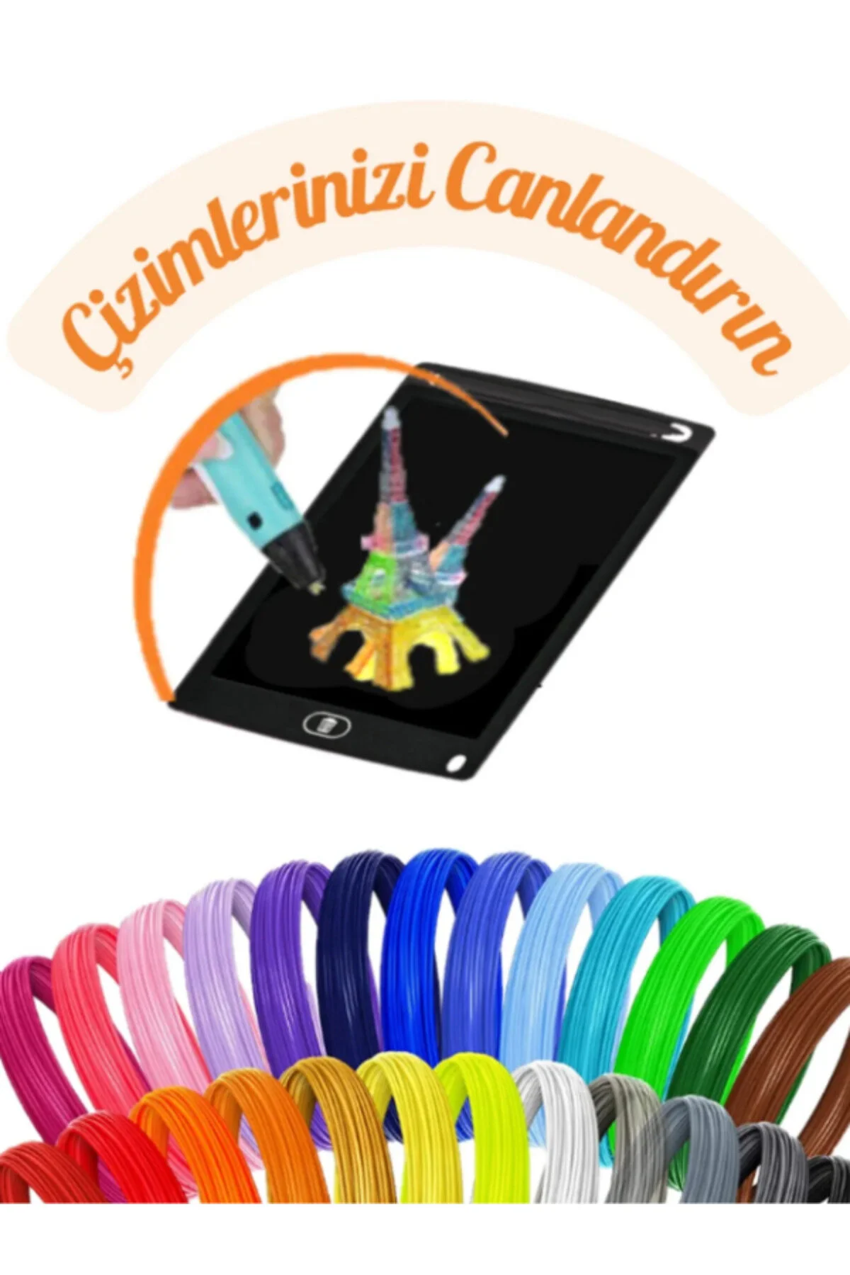 ORH Pembe Tavşan Grafik Tablet Ve Mor 3d Kalem 3d Pen Usb Kablolu Üç Boyutlu Yazıcı Kalem Printer Set