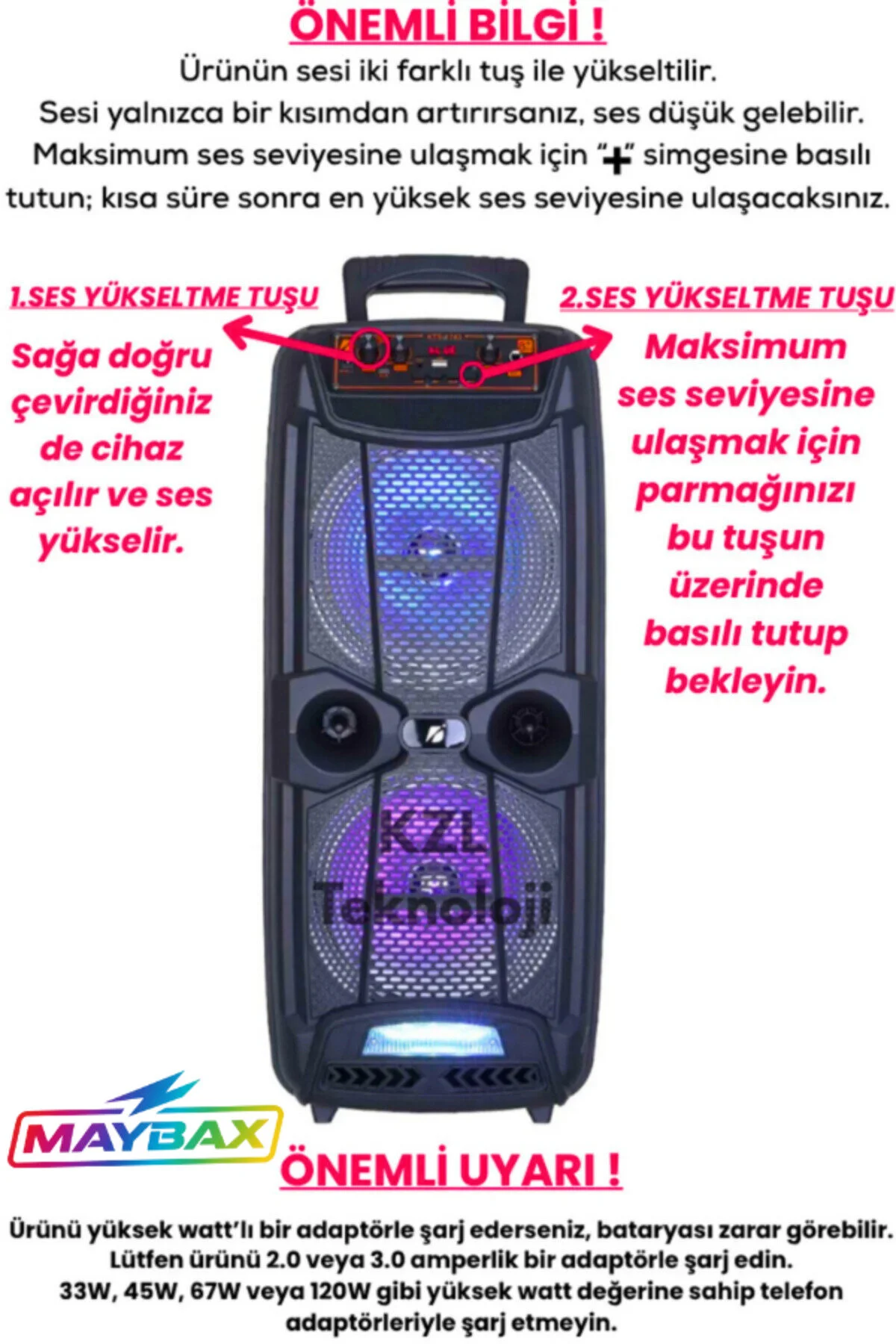 OWWOTECH A Bass Usb Fm Bt Kablolu Mikrofon Rgb Led Toplantı Parti Eğlence Ses Sistemi