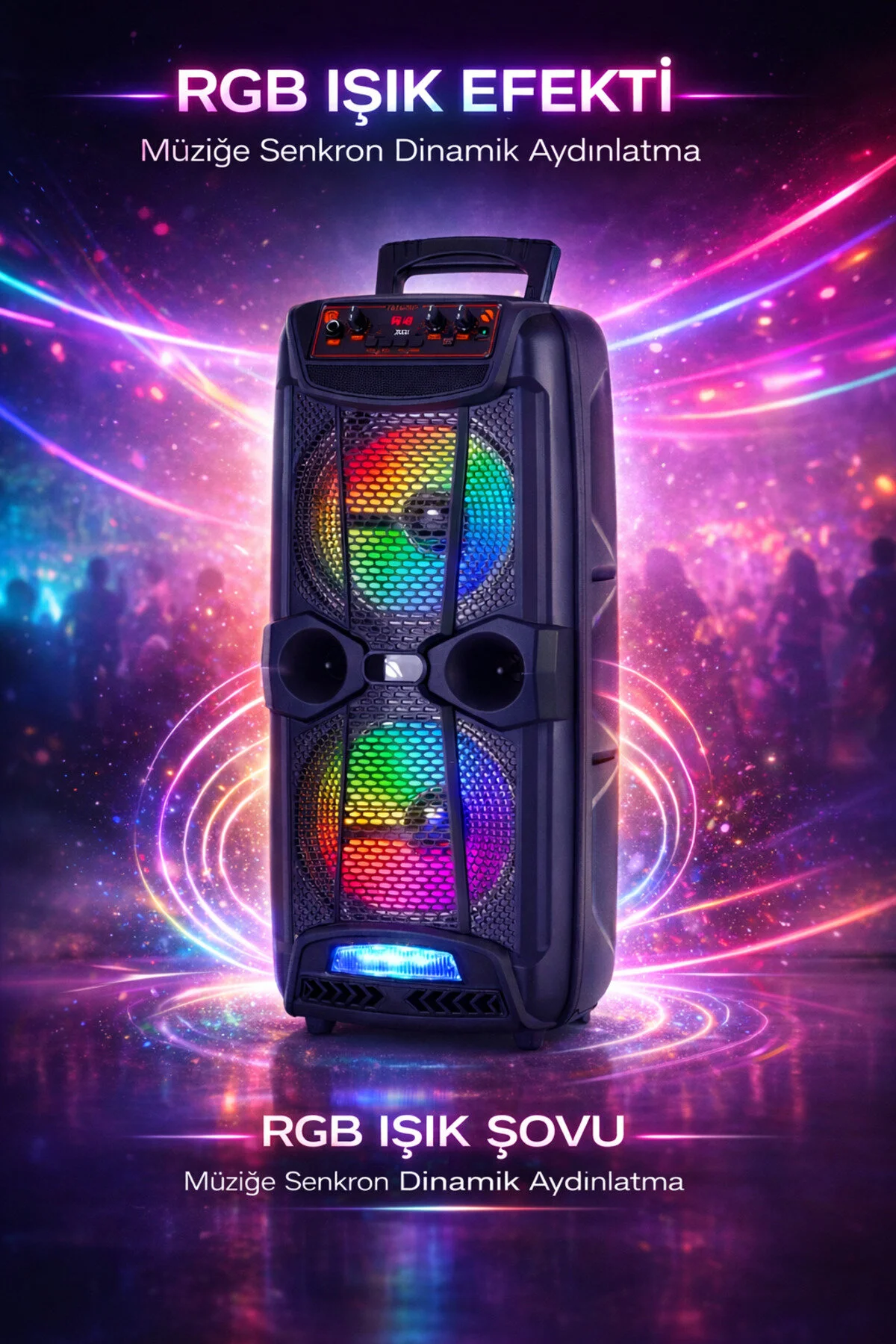 OWWOTECH A Bass Usb Fm Bt Kablolu Mikrofon Rgb Led Toplantı Parti Eğlence Ses Sistemi