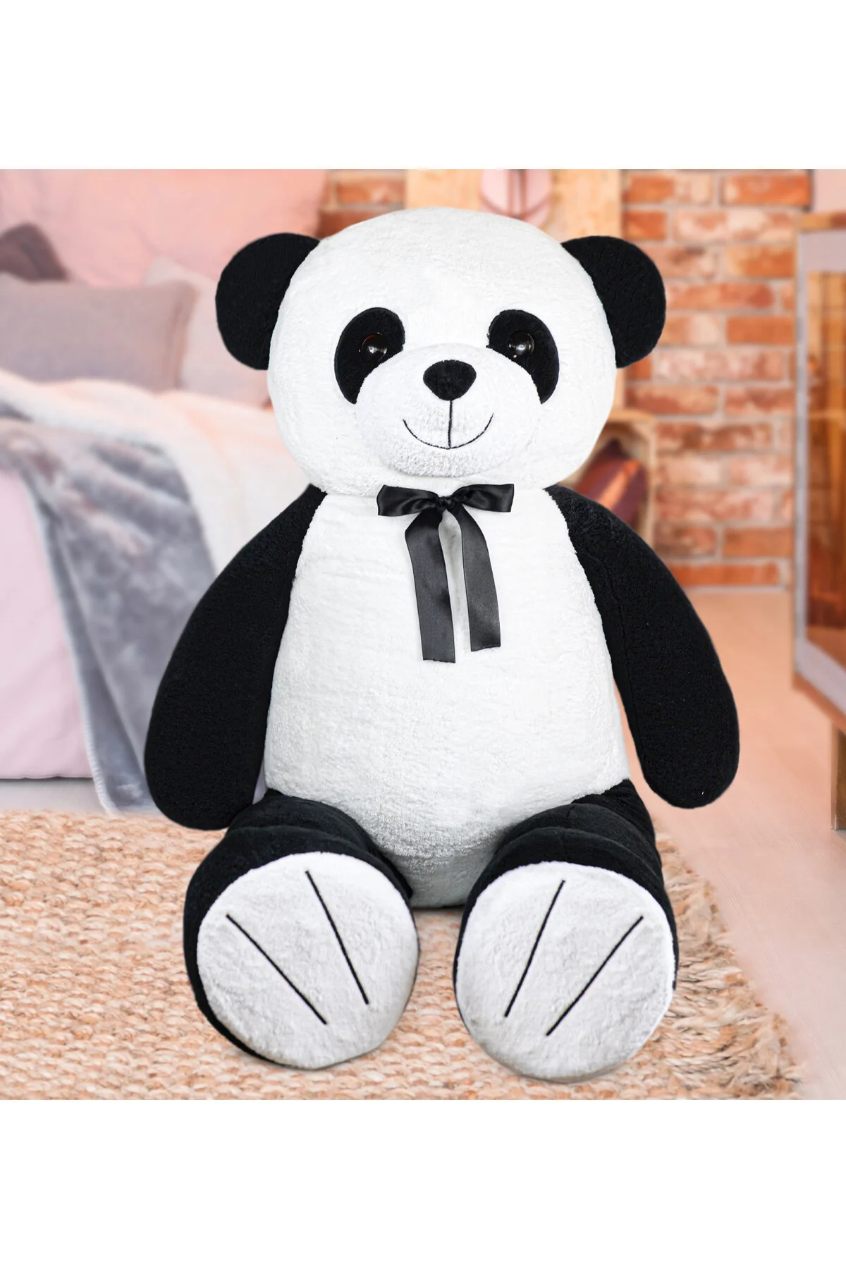 Özgüner Oyuncak Papyonlu Peluş Panda - Dev Boyutuyla En Güzel Hediye