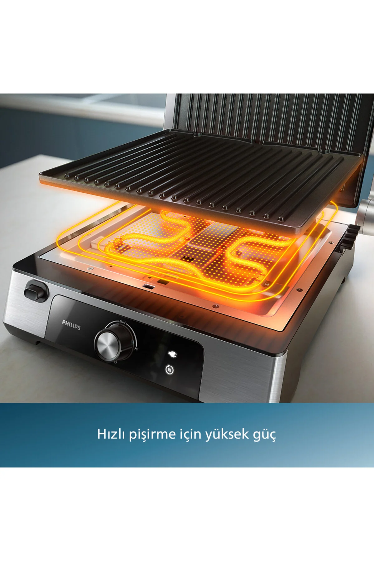 Philips 5000 Serisi, 2200W, Izgara ve Tost Makinesi, Izgara için Tam Açılır, HD6301/90