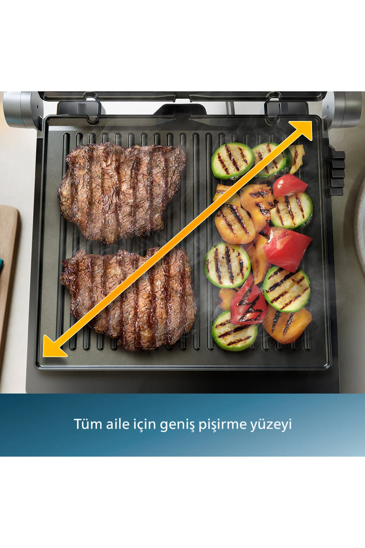 Philips 5000 Serisi, 2200W, Izgara ve Tost Makinesi, Izgara için Tam Açılır, HD6301/90