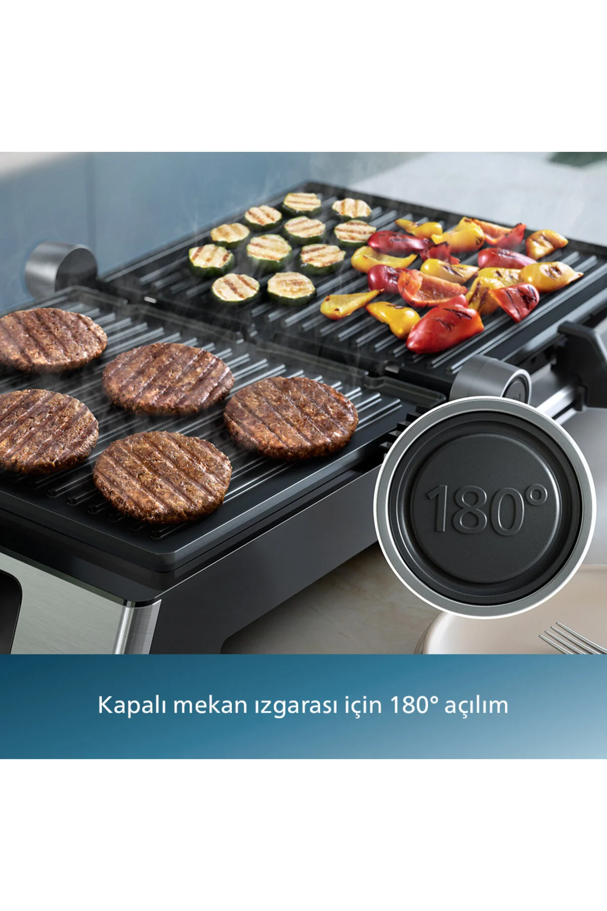Philips 5000 Serisi, 2200W, Izgara ve Tost Makinesi, Izgara için Tam Açılır, HD6301/90