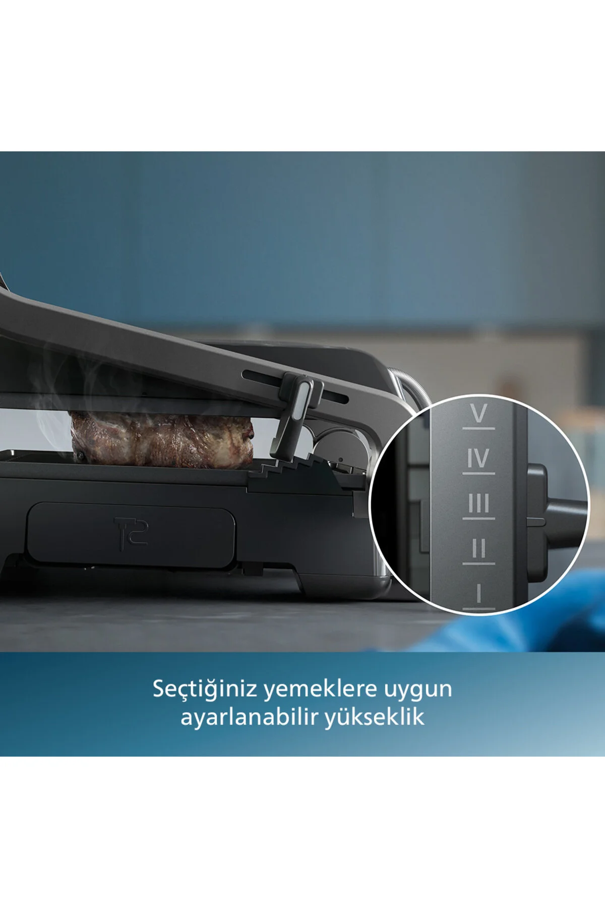 Philips HD6307/70 7000 Serisi Izgara ve Tost Makinesi, Hassas Dijital Kontrol, Izgara için Tam Açılı