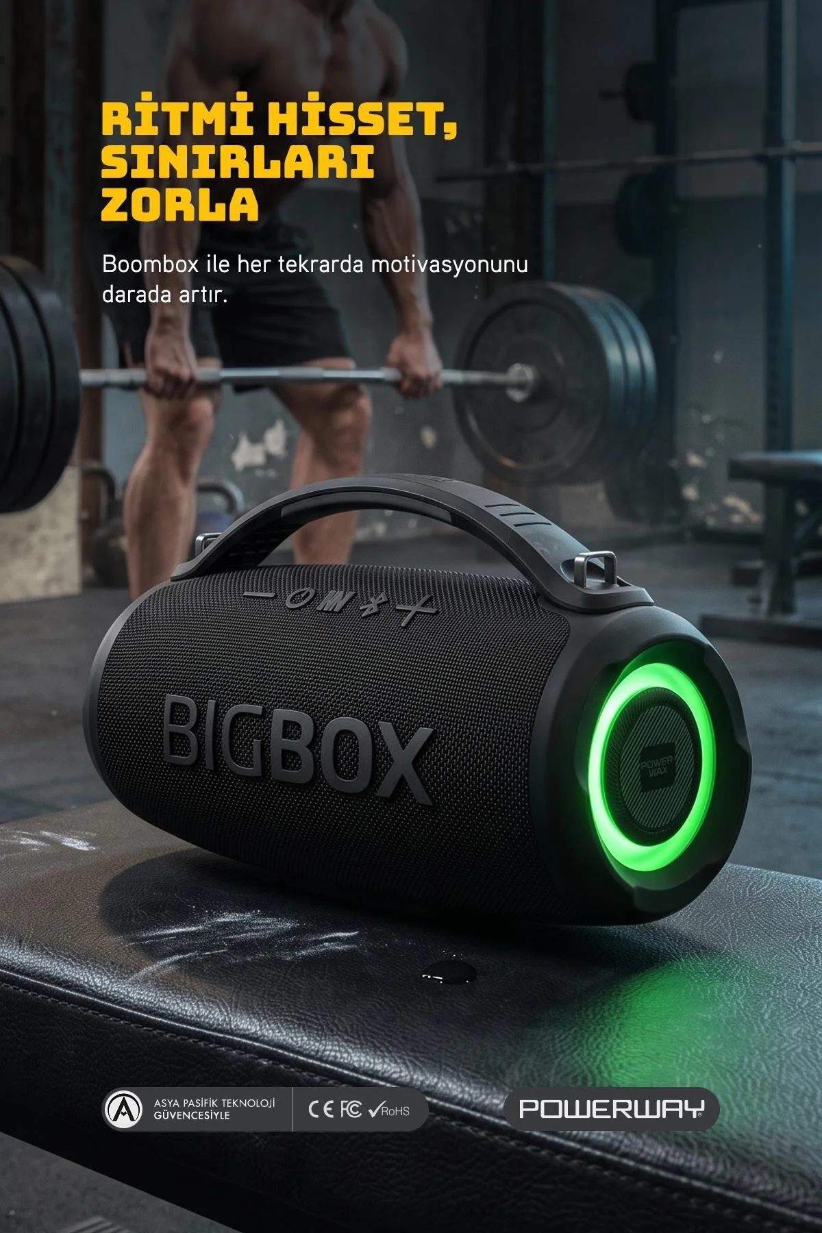 Powerway Bigbox 40W Güç Çift Bass Usb Hafıza Kartı Aux Fm Led Işıklı Bluetooth Hoparlör Hi-Fi