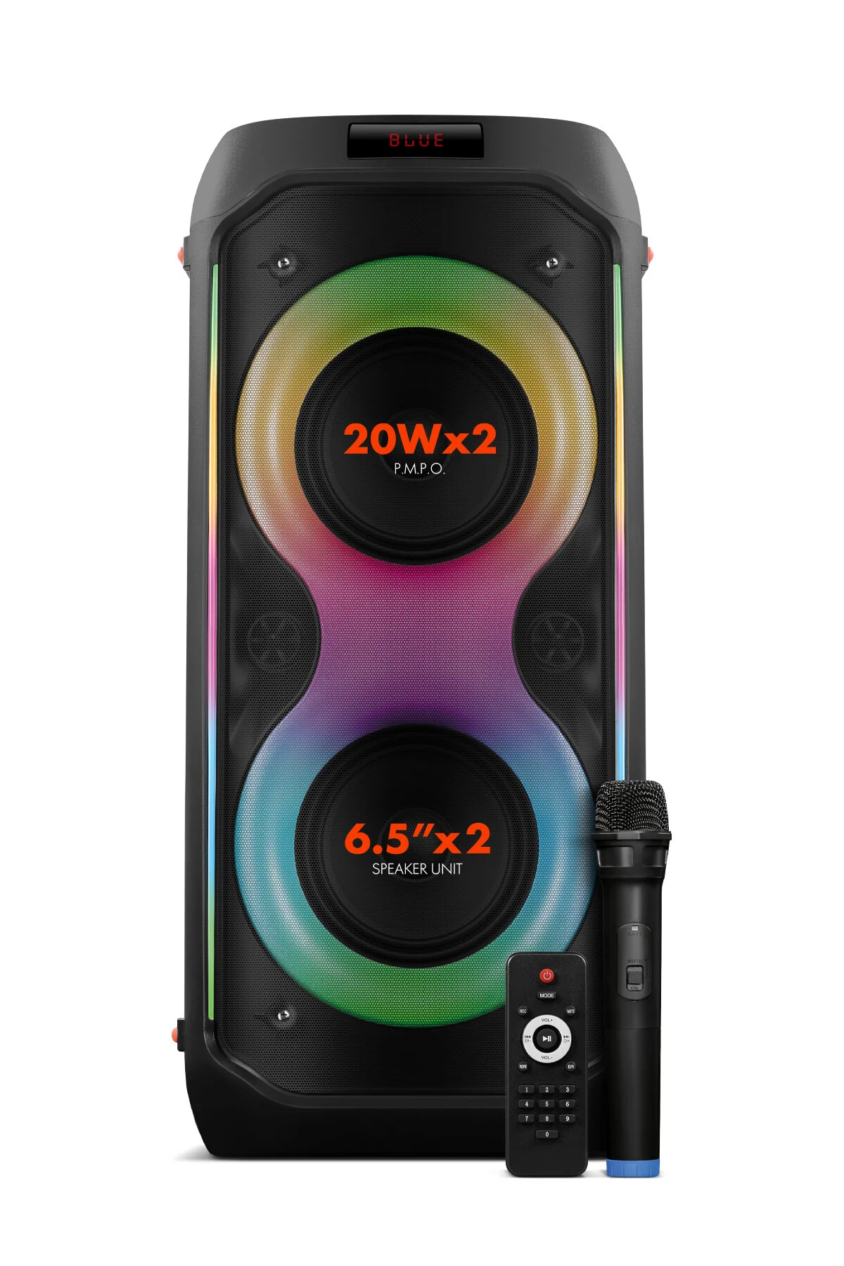 Powerway Duo Taşınabilir Mikrofonlu 20x2 W Karaoke Ses Kayıt Bluetooth Hoparlör Led Işıklı