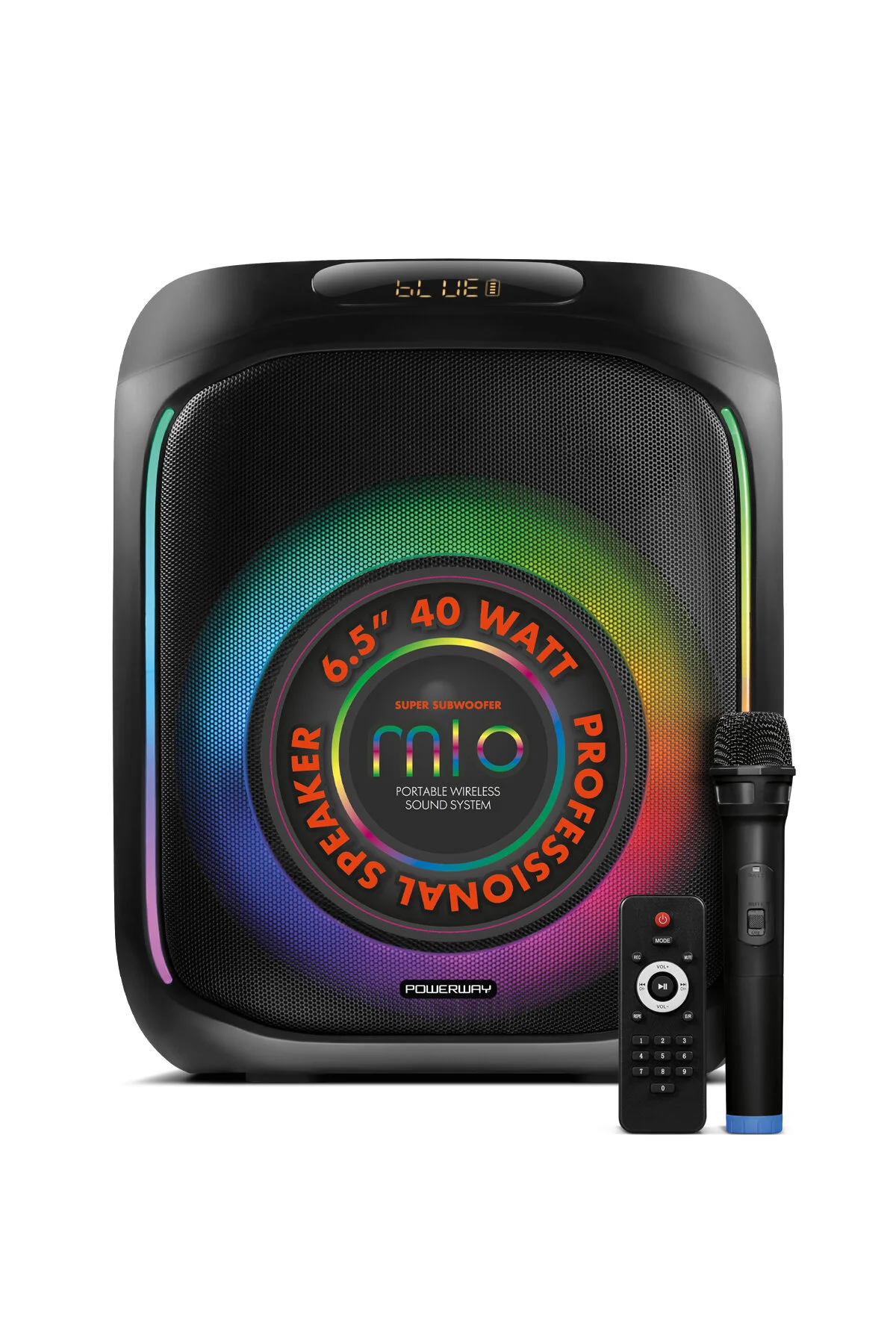 Powerway MIO Taşınabilir Mikrofonlu 40 W Parti Karaoke Kumandalı Bluetooth Hoparlör Led Işıklı