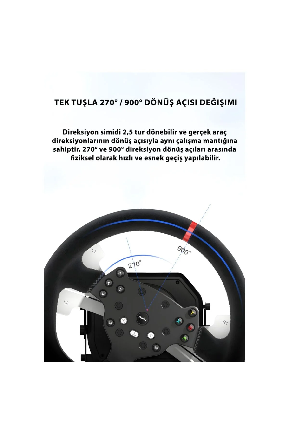 pxn V10 Oyun Direksiyon Seti | Kuvvet Geri Bildirimli , Ayarlanabilir 6+1 Vites, Hall Sensörlü Pedallar