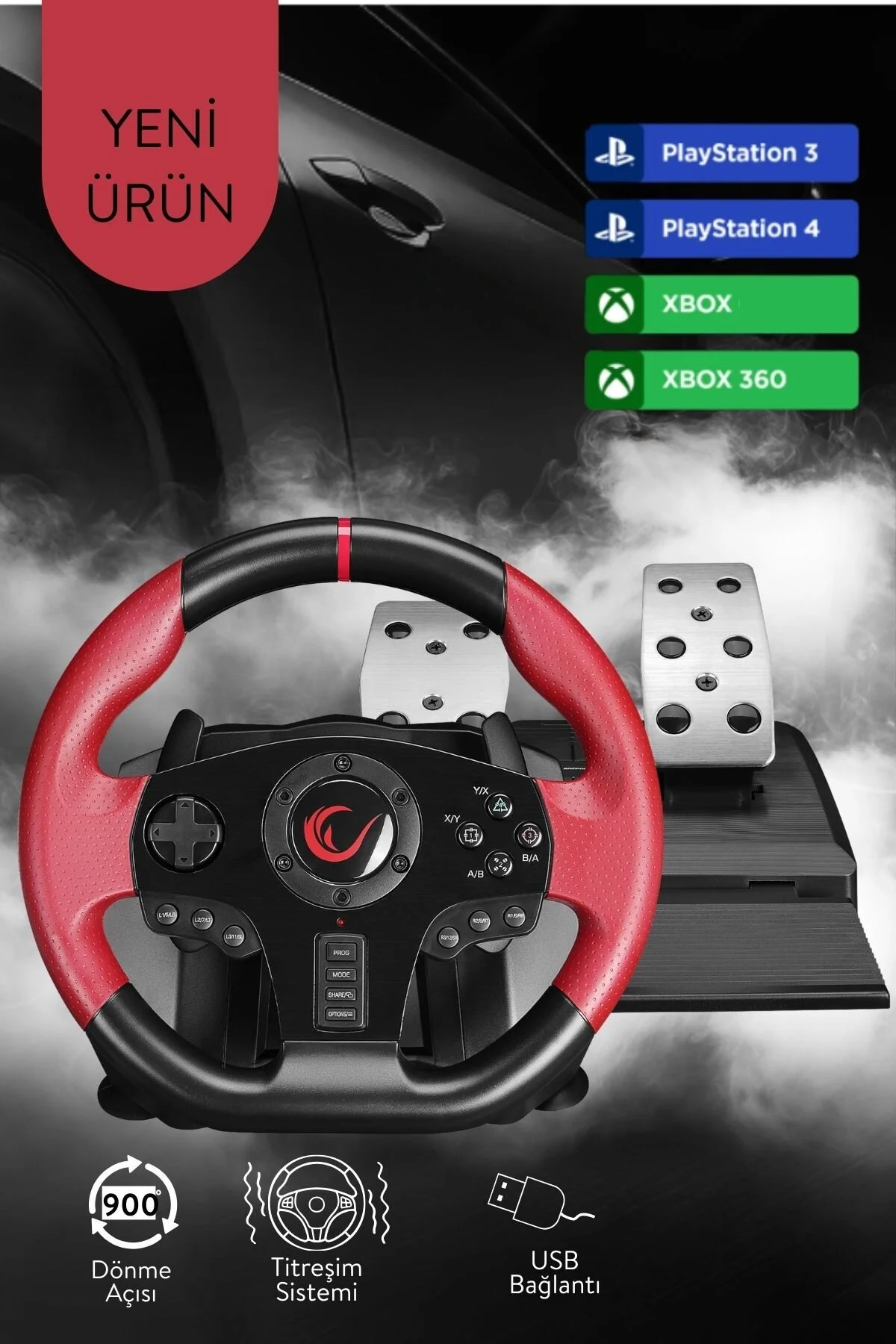 Rampage RACE W10 PS3/PS4/PC/XBOXONE/XBOX360 SWITCH 6 in 1 Pedallı Gaming Oyuncu Direksiyonu
