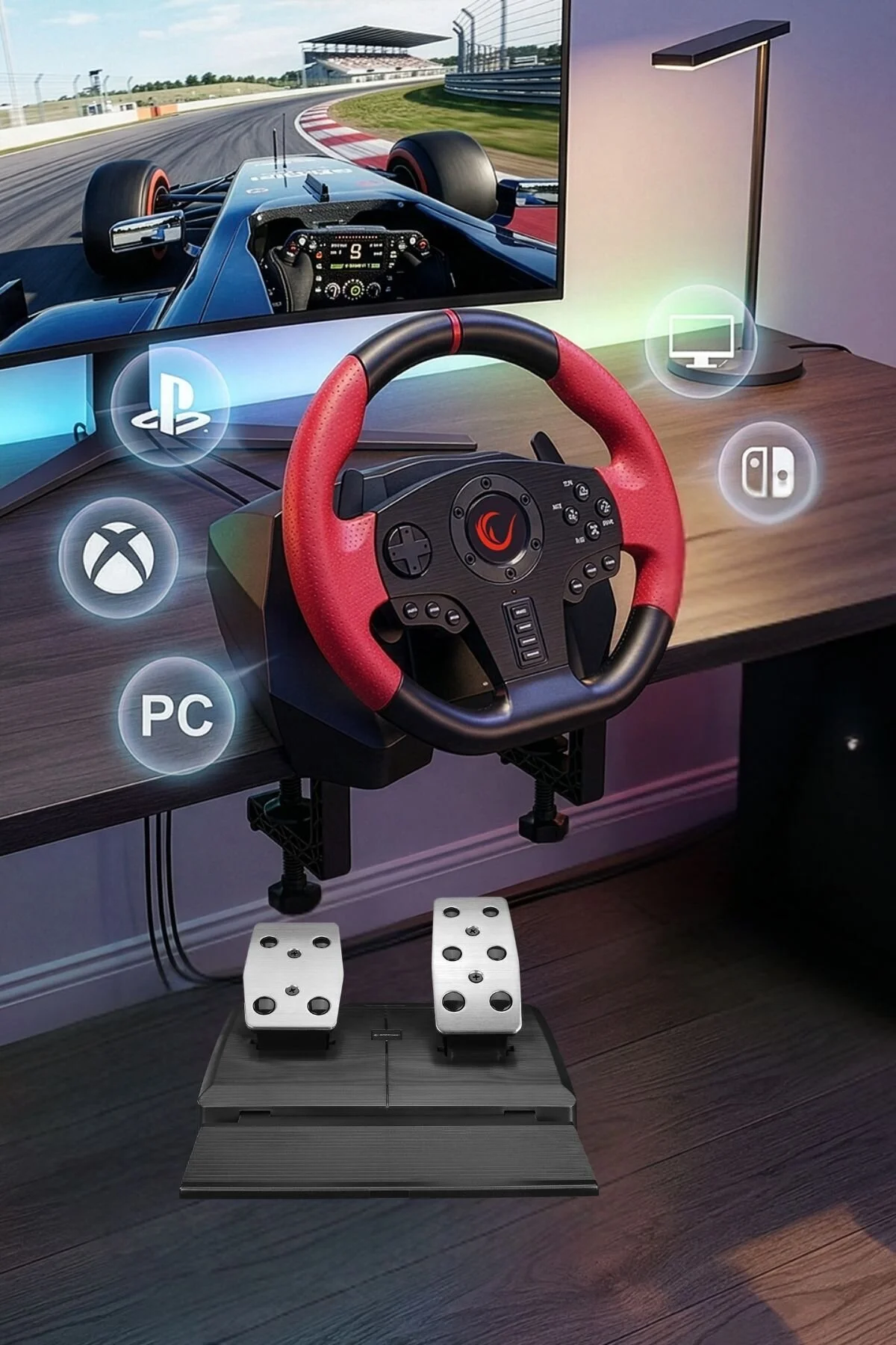 Rampage RACE W10 PS3/PS4/PC/XBOXONE/XBOX360 SWITCH 6 in 1 Pedallı Gaming Oyuncu Direksiyonu