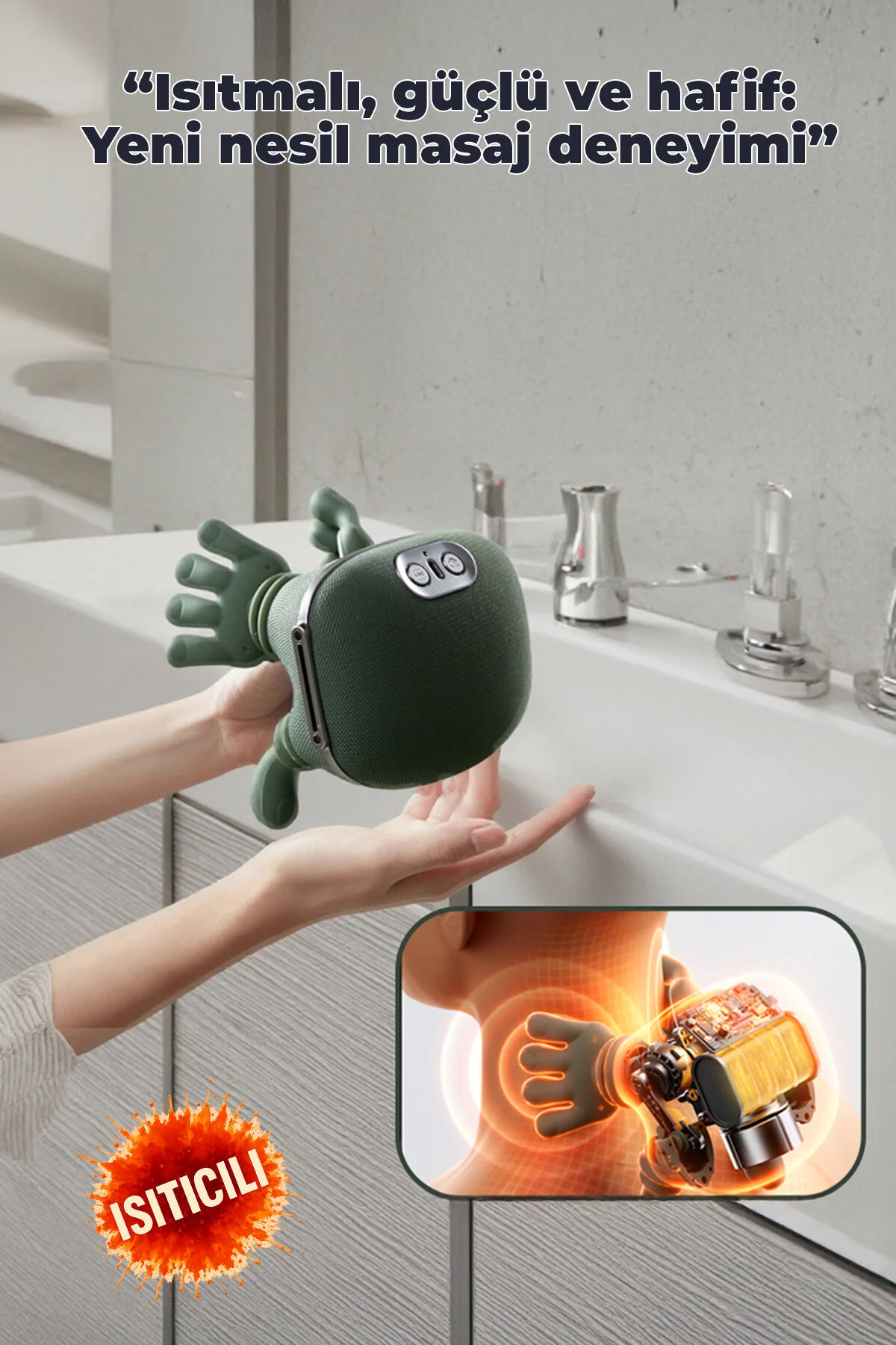 ROBO Ovmalı,Isıtıcılı İnsan Eli Şeklinde şarjlı Masaj Aleti