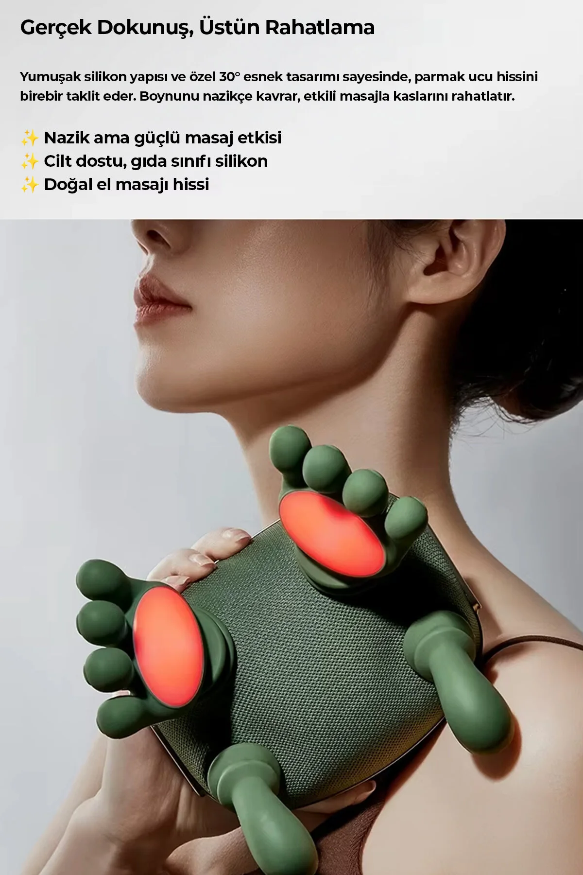 ROBO Ovmalı,Isıtıcılı İnsan Eli Şeklinde şarjlı Masaj Aleti