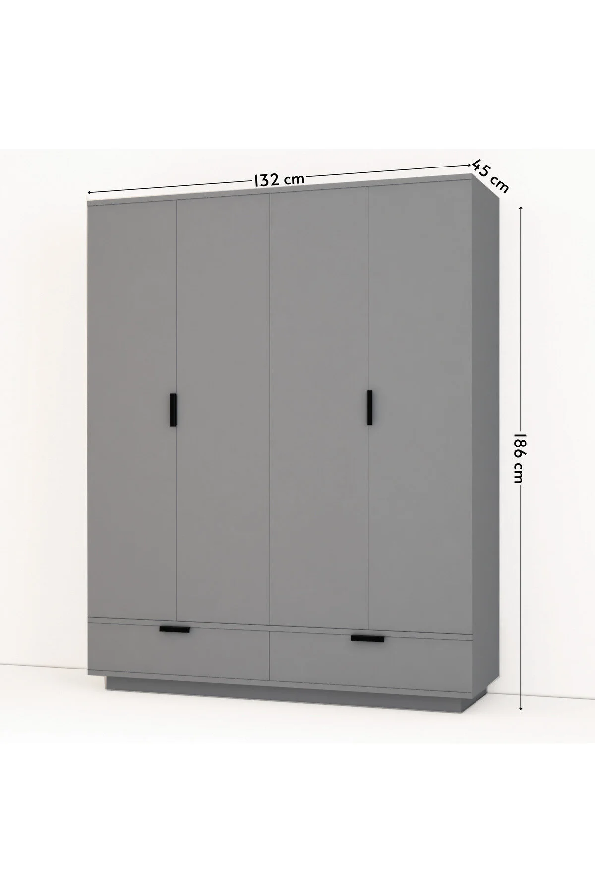 satenhome Armi 4 Kapak 2 Çekmece METALİK GRİ Gardırop