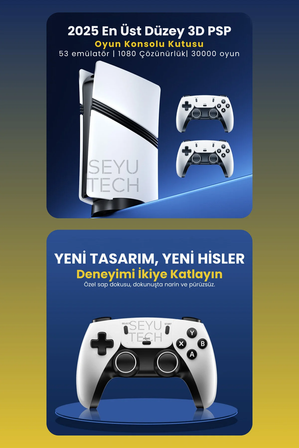 SEYUTECH Gs5 Pro Kablosuz Çift Kol Oyun Konsolu Uyumlu 4k-hdmı 53 Emulatör 30000 Oyunlu 2.4g Gaming Atari