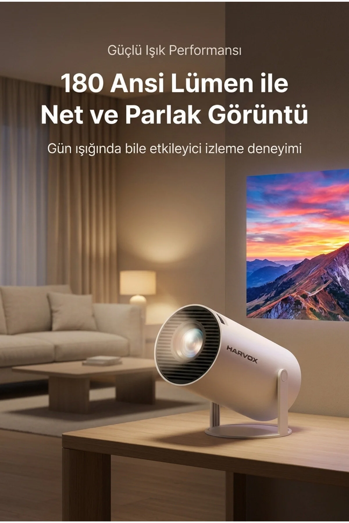 SEYUWATCH Taşınabilir 130" inç Yansıtma Sinema Projeksiyon Cihazı Ev Sineması Dahili Android Perde Hediyeli
