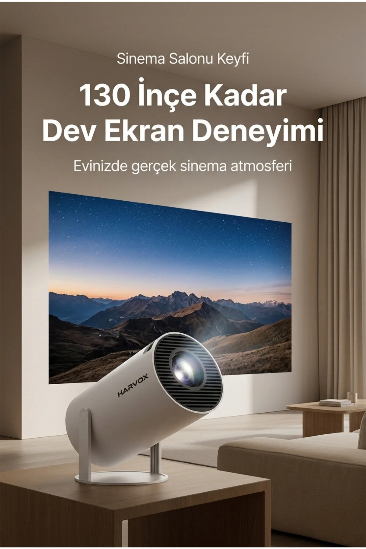 SEYUWATCH Taşınabilir 130" inç Yansıtma Sinema Projeksiyon Cihazı Ev Sineması Dahili Android Perde Hediyeli