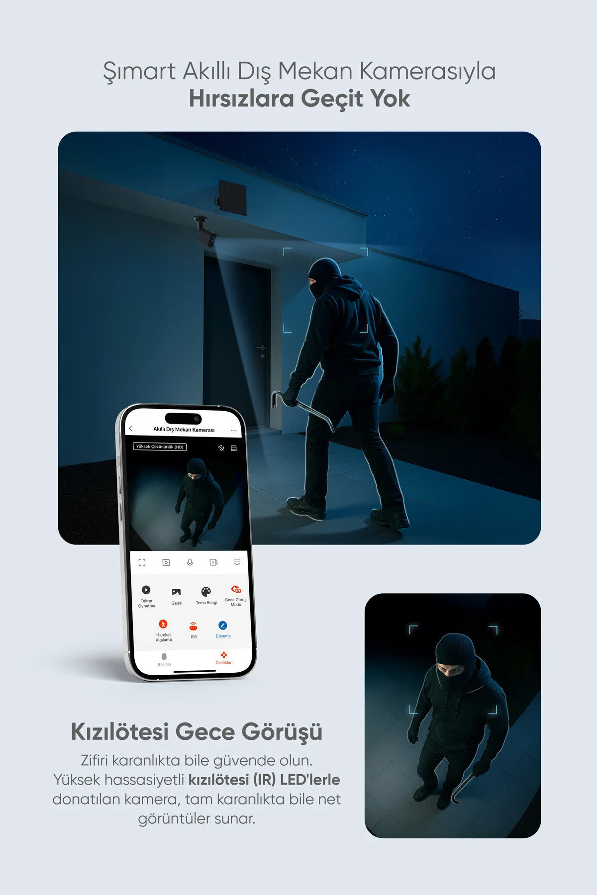 Şımart Akıllı Wifi Dış Mekan Güvenlik Kamerası, Güneş Enerjili, Gece Görüşlü