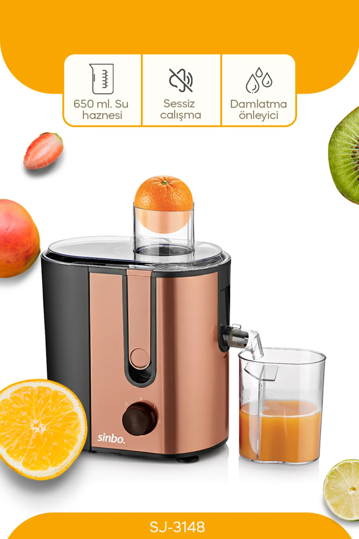 Sinbo SJ-3148 Katı Meyve Sıkacağı - Rose Gold