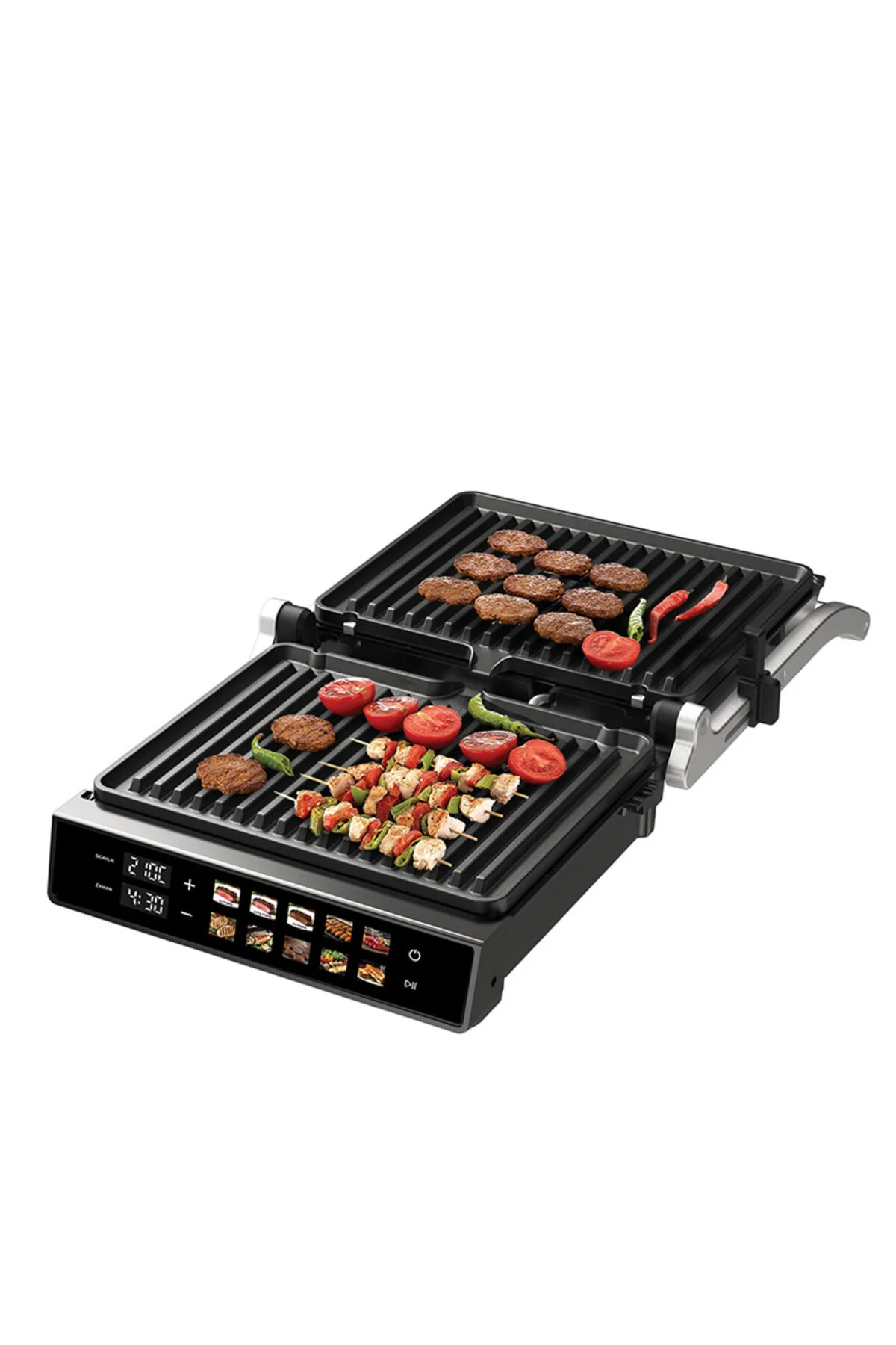 Sinbo SSM-2597 10 Ön Ayarlı Dijital Ekranlı Sıcaklık/Zaman Göstergeli Döküm Izgara ve Tost Makinesi 2000W