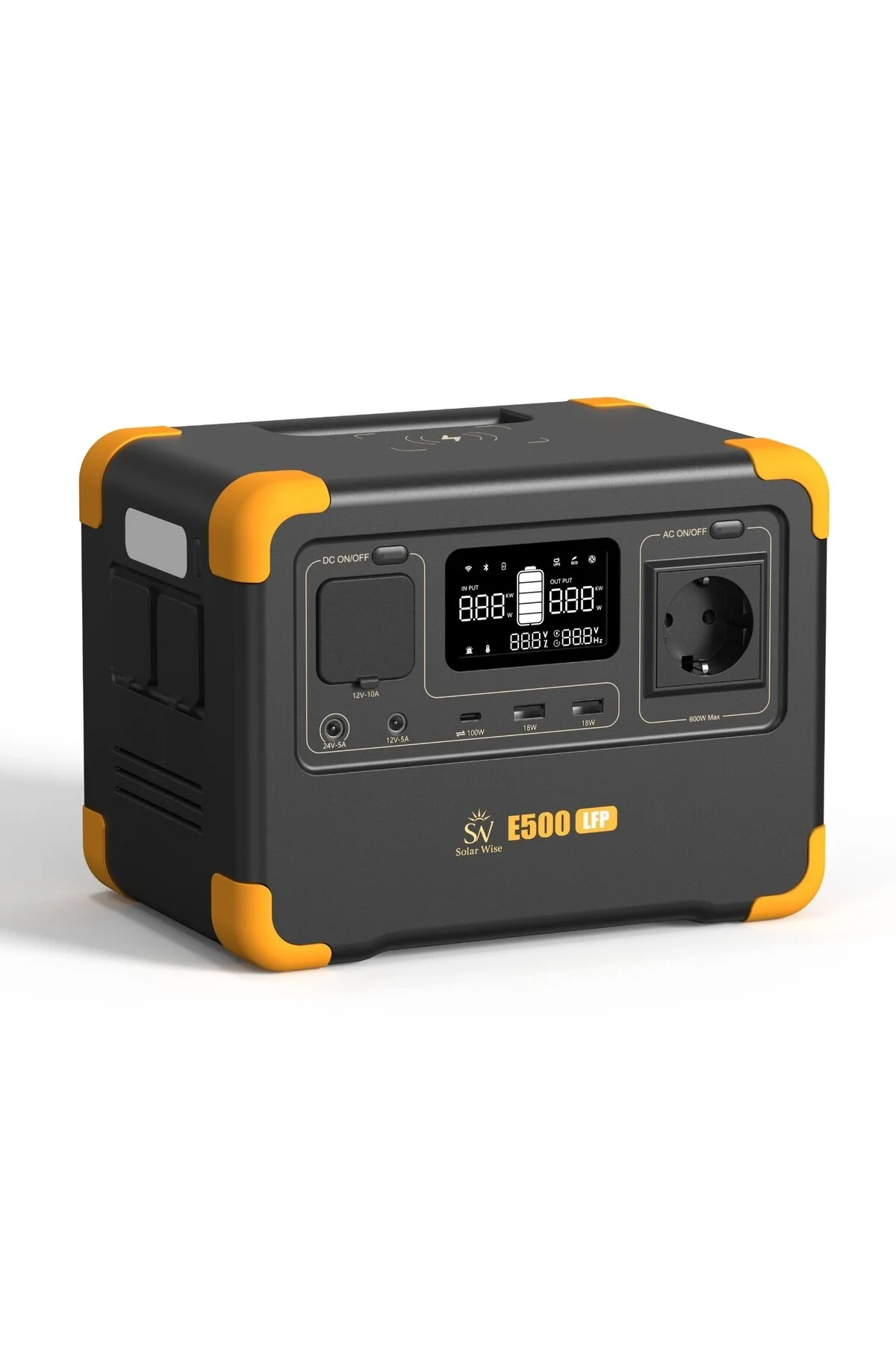 Solar Wise E500LFP 600W | 576Wh | LiFePO4 | UPS Destekli | WiFi Bluetooth Kablosuz Şarj Taşınabilir Güç İstasyonu