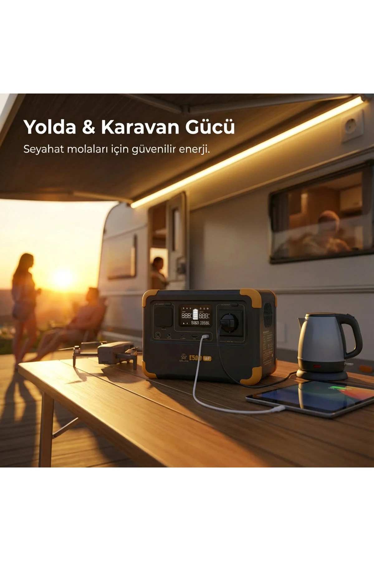 Solar Wise E500LFP 600W | 576Wh | LiFePO4 | UPS Destekli | WiFi Bluetooth Kablosuz Şarj Taşınabilir Güç İstasyonu